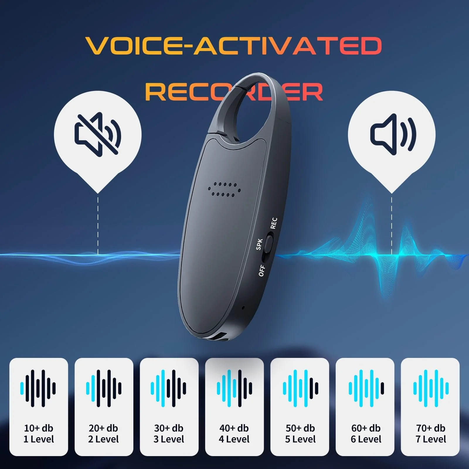 64GB Digital Voice Activated Recorder with Playback, 4-in-1 Mini Portable Audio Recorder with AI Noise Cancelling, Voice Magnetic Device for Lectures, Meetings Black - Image 4