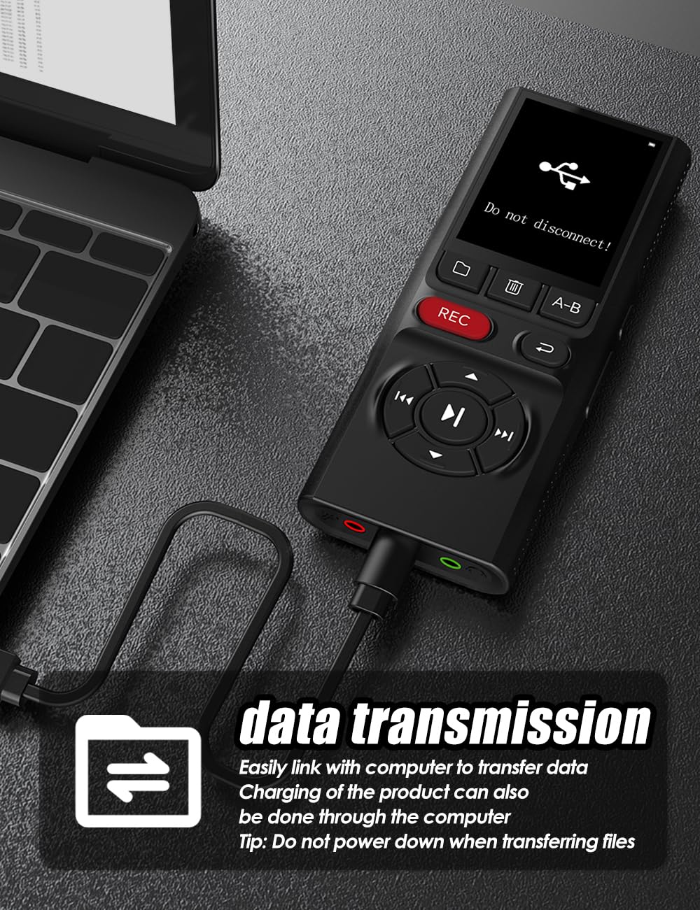 64GB Jaswill Digital Voice Recorder with Playback Long Battery 2-inch Screen MP3 Audio Recording for Meetings Lectures and Interviews Portable USB Recording Device with Voice Activation - Image 2