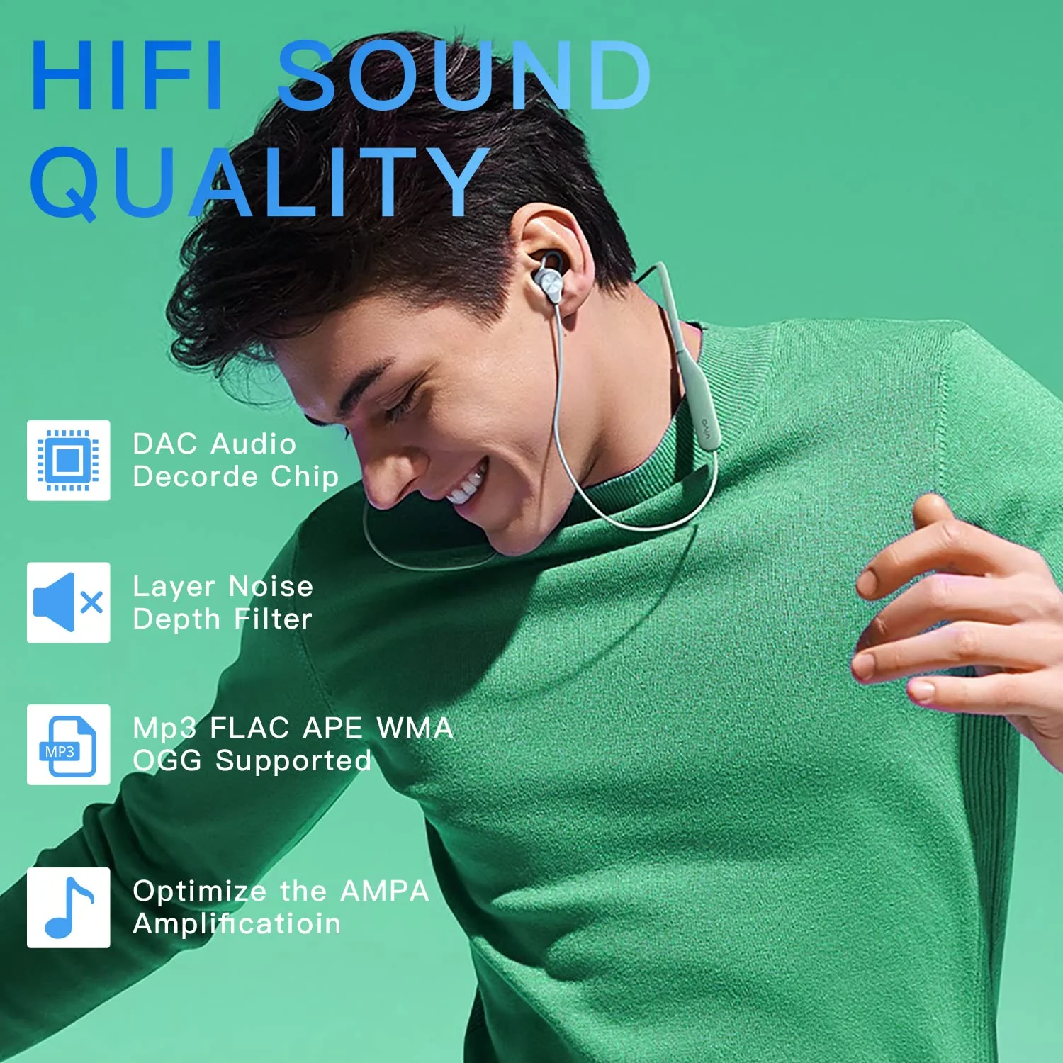 64GB MP3 Player with Bluetooth 5.2, AiMoonsa Music Player with Built-in HD Speaker, FM Radio, Voice Recorder, HiFi Sound, E-Book, Earphones Included Black - 64GB - Image 2