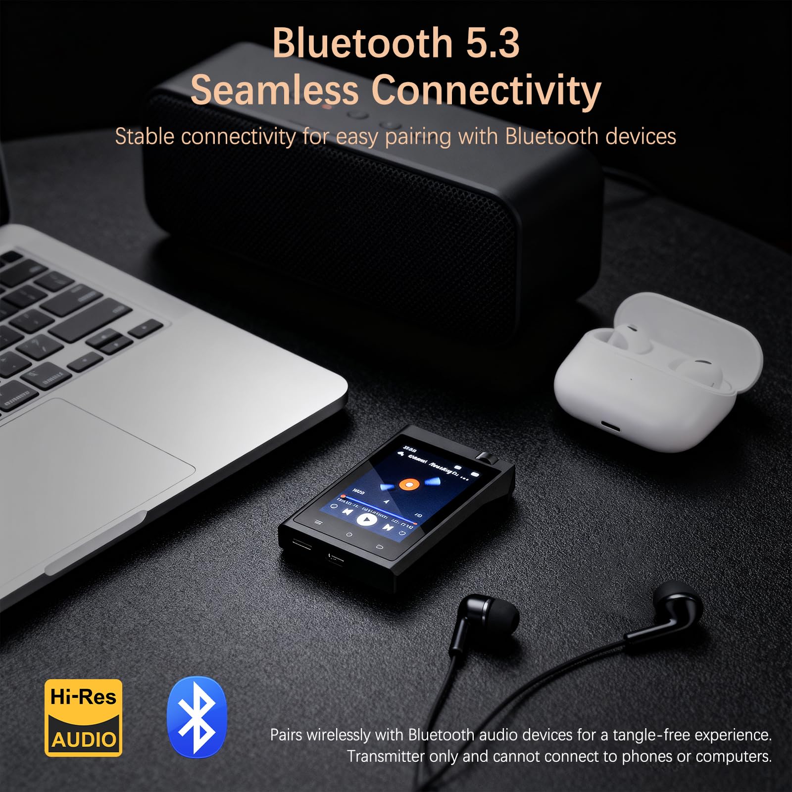 64GB MP3 Player with Bluetooth 5.3, MP3 Player Bluetooth with 2.8'' Touch Screen Digital Music Player with HiFi Sound Voice Recorder, Dual Headphone Jacks, Supports Up to 128GB for Sports Runners MP3 Player M22 64G-Black - Image 2