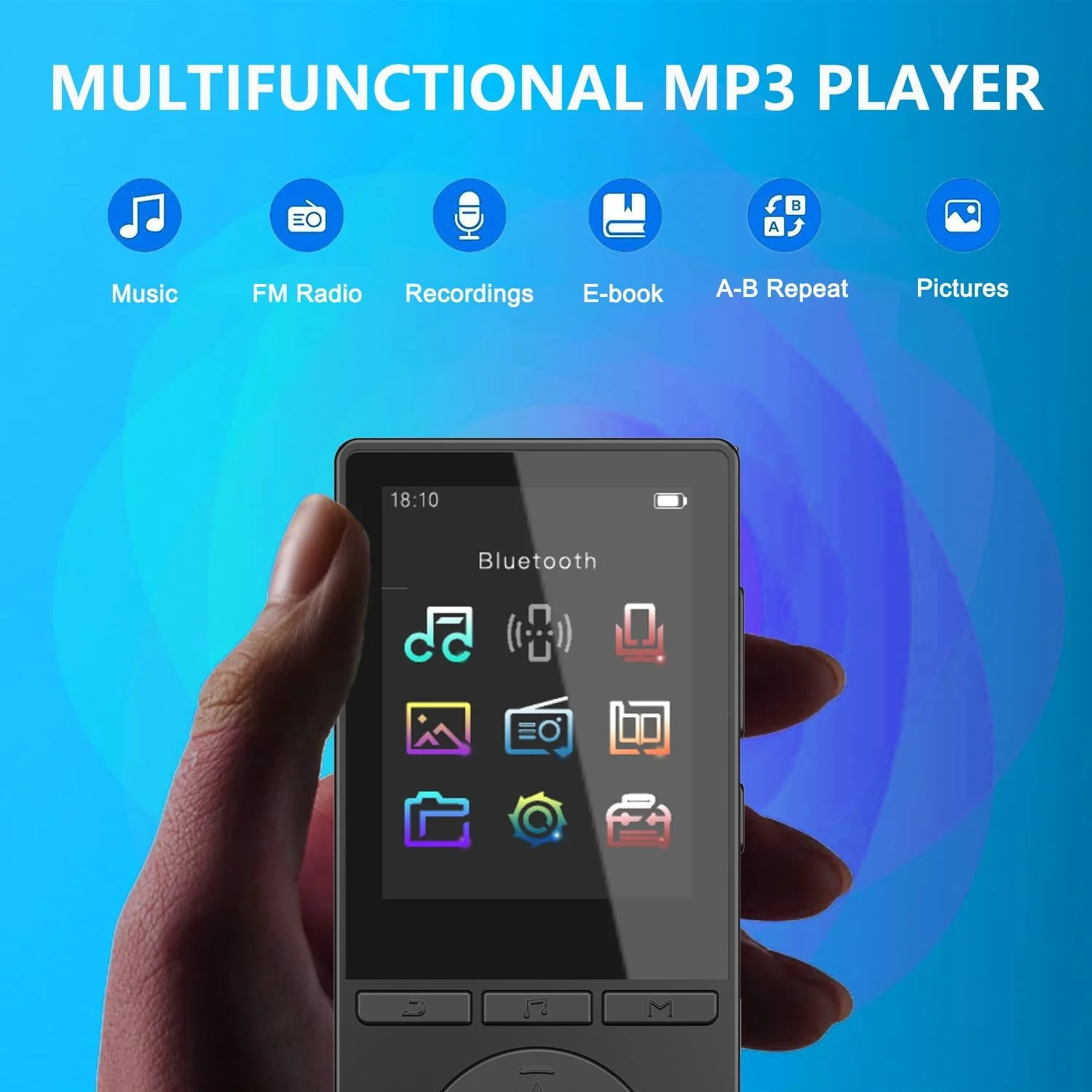 64GB MP3 Player with Bluetooth 5.3, Music Player with HiFi Sound for Sports Runners, 2.4" Screen MP3 Player Built in HD Speaker Voice Recorder FM Radio E-Book, Expanded Up to 128GB, Earphone Included Black - Image 4