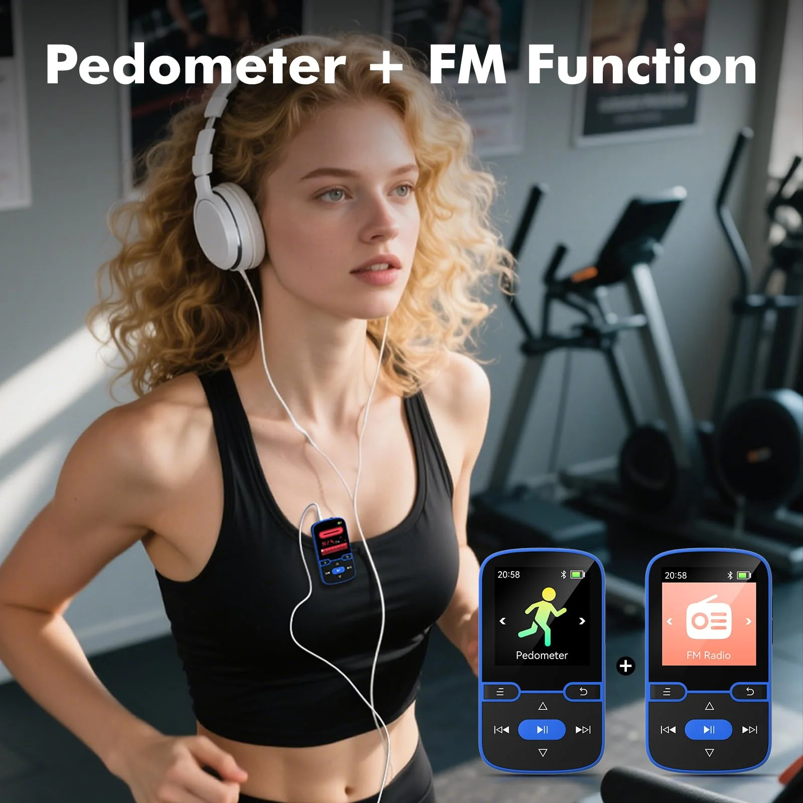 64GB MP3 Player with Clip Bluetooth 5.3 Portable Music Player for Kids with FM Radio, Pedometer, Voice Recorder, Shuffle and Repeat, Weighs Only 28g for Sport and Running, TF Card Up to 128G(Blue) Blue 64GB - Image 4