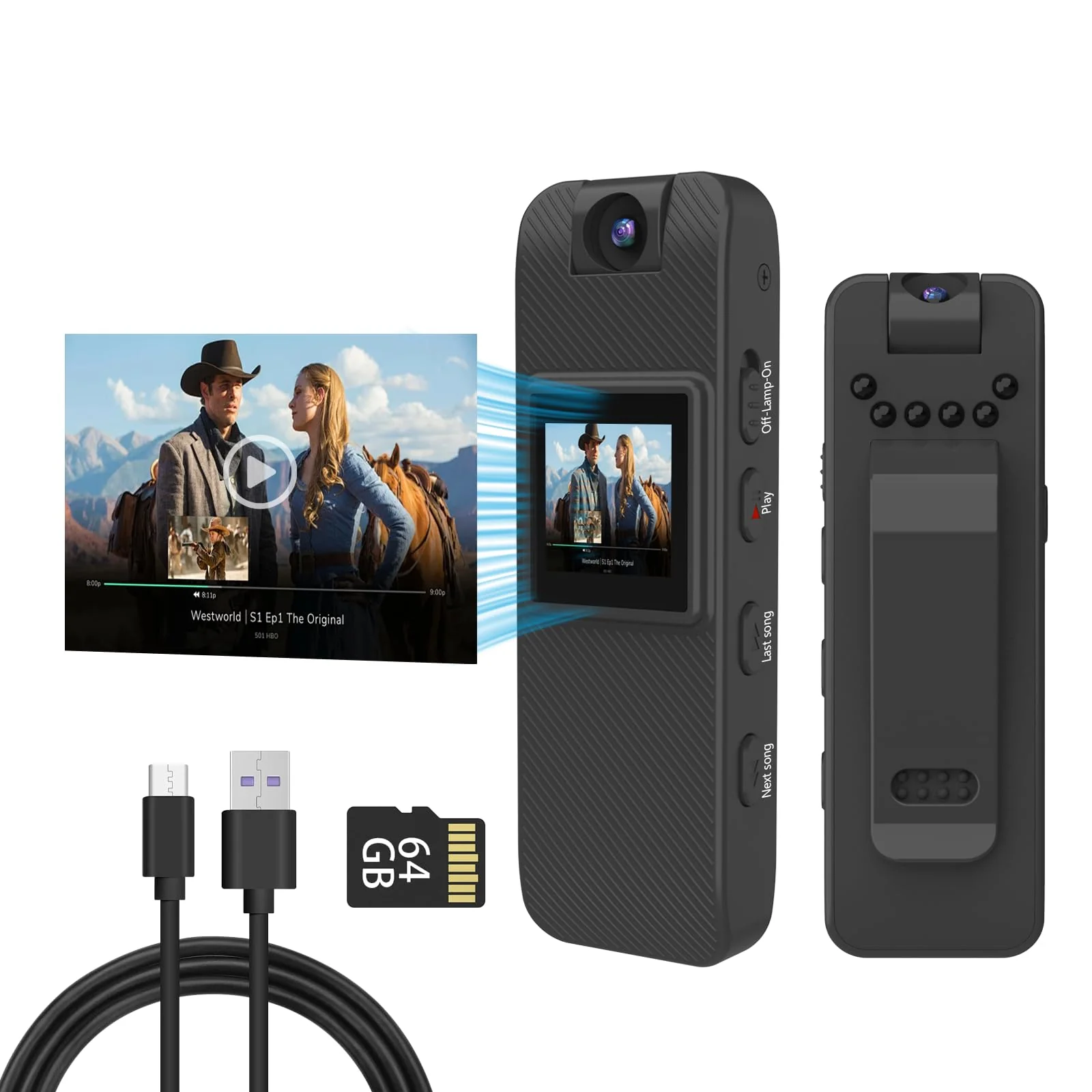 64GB Wearable Camera, Body Camera with Audio and Video Recording, 1080P Mini Portable Action Cam with 180° Rotating Lens & Night Vision for Police Law Enforcement, Cycling, Motorcycle, Sports, Travel