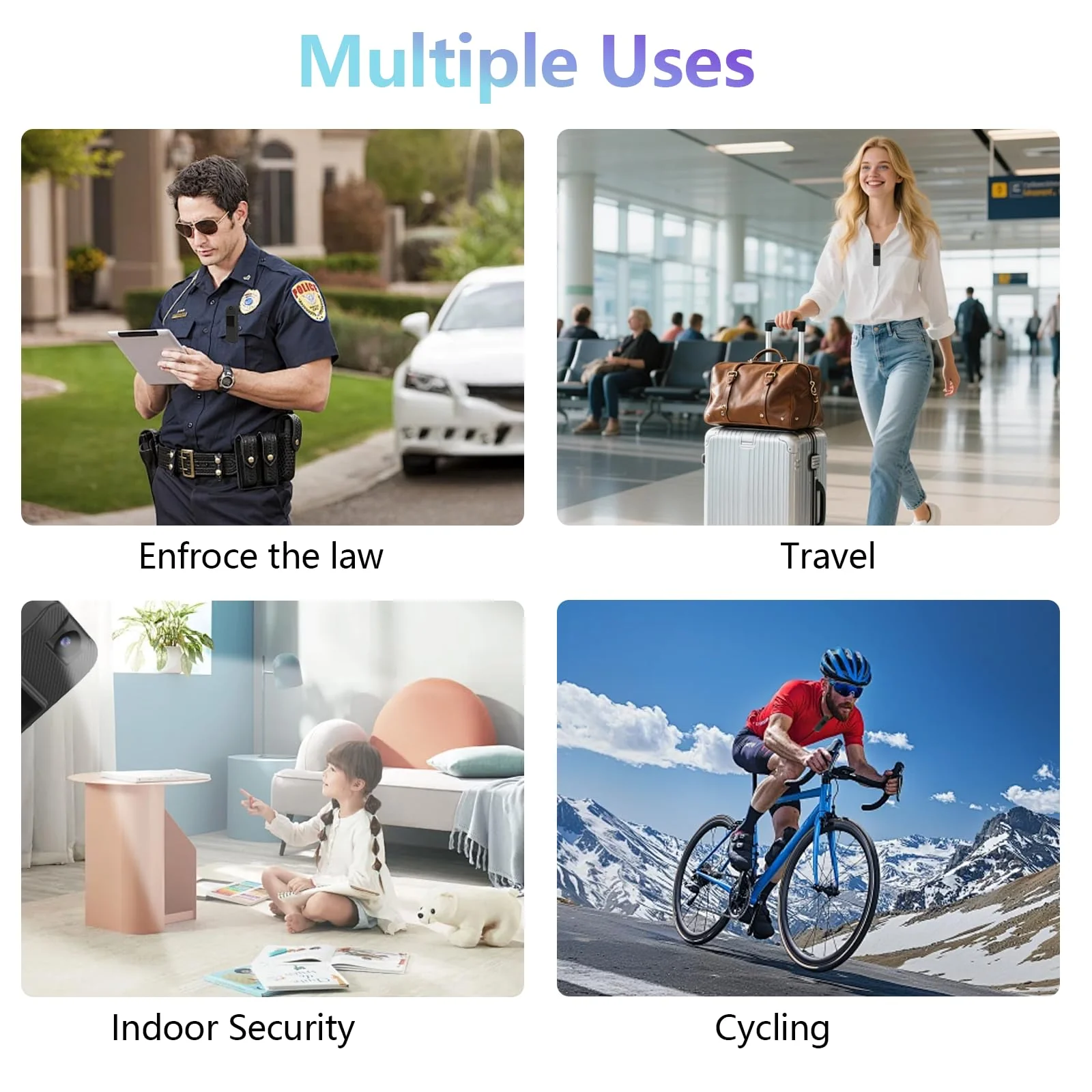 64GB Wearable Camera, Body Camera with Audio and Video Recording, 1080P Mini Portable Action Cam with 180° Rotating Lens & Night Vision for Police Law Enforcement, Cycling, Motorcycle, Sports, Travel - Image 6
