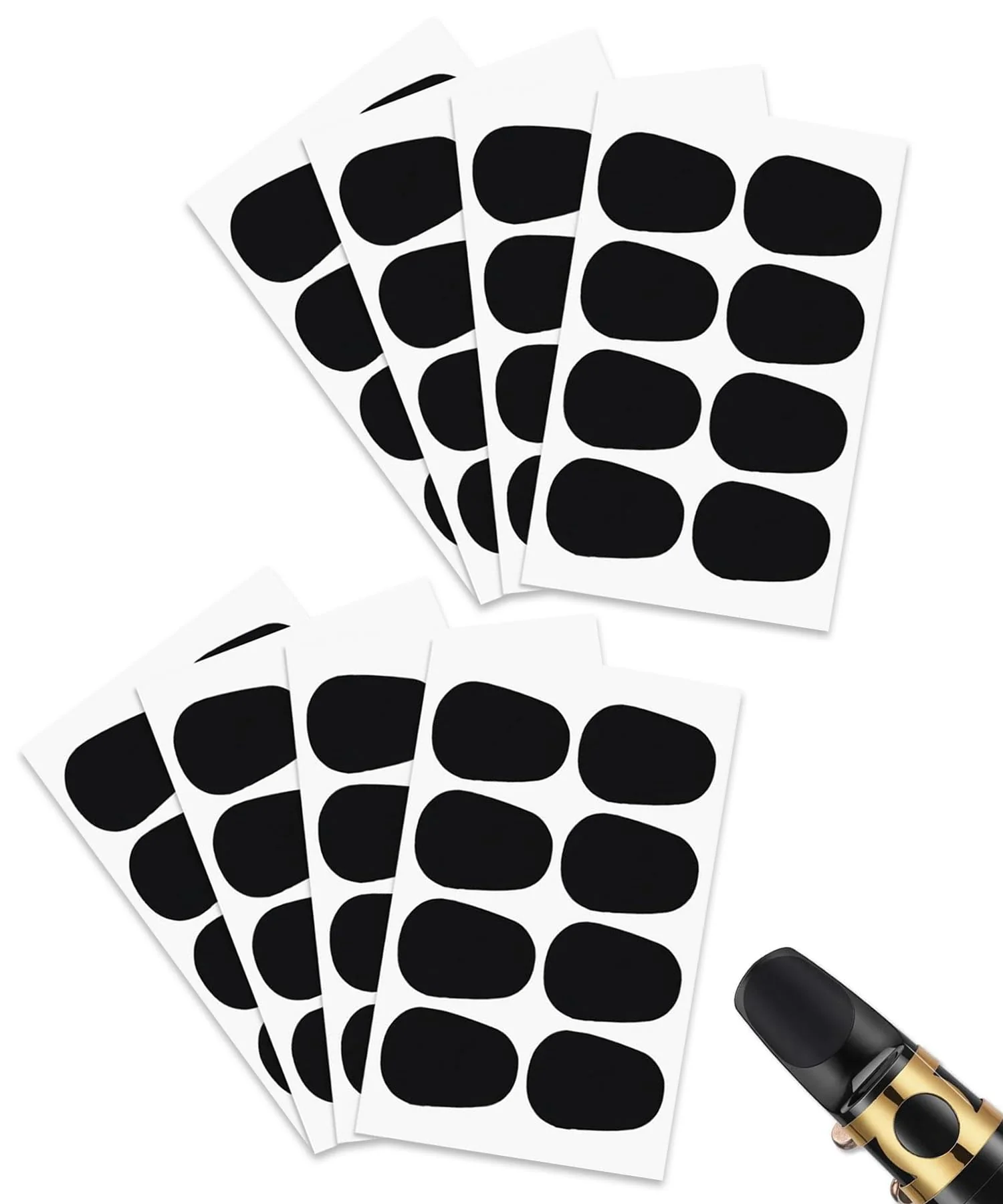 64Pcs 0.8mm Thick Saxophone and Clarinet Mouthpiece Cushion - Alto/Tenor Sax Mouthpiece Patches Pads Cushions - Oval Rubber Strong Adhesive for Beginners Musicians - Black
