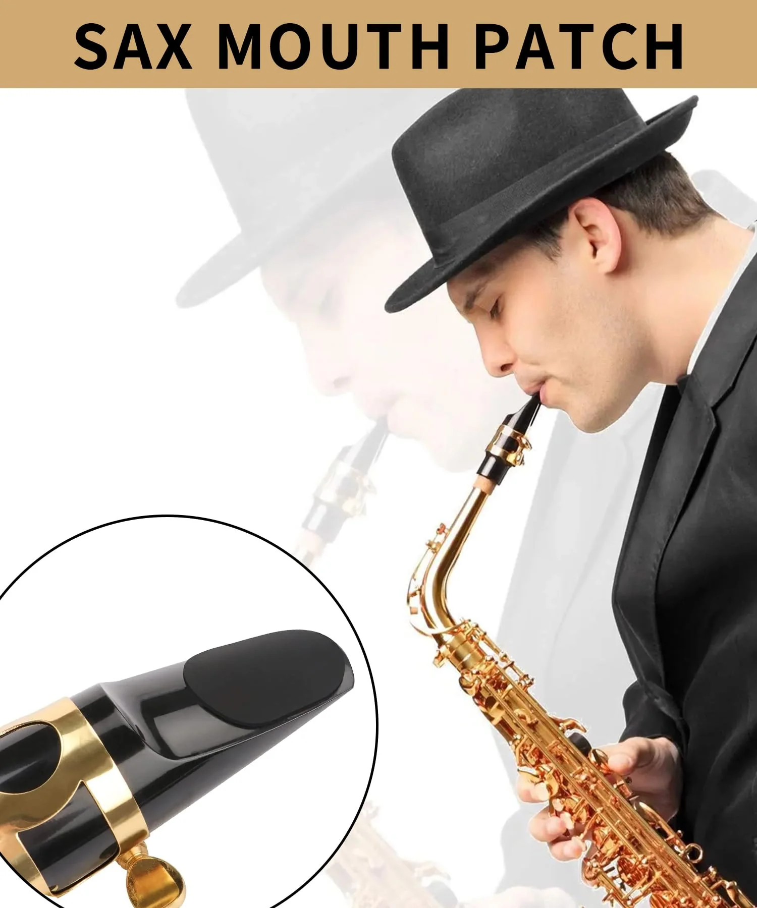 64Pcs 0.8mm Thick Saxophone and Clarinet Mouthpiece Cushion - Alto/Tenor Sax Mouthpiece Patches Pads Cushions - Oval Rubber Strong Adhesive for Beginners Musicians - Black - Image 3