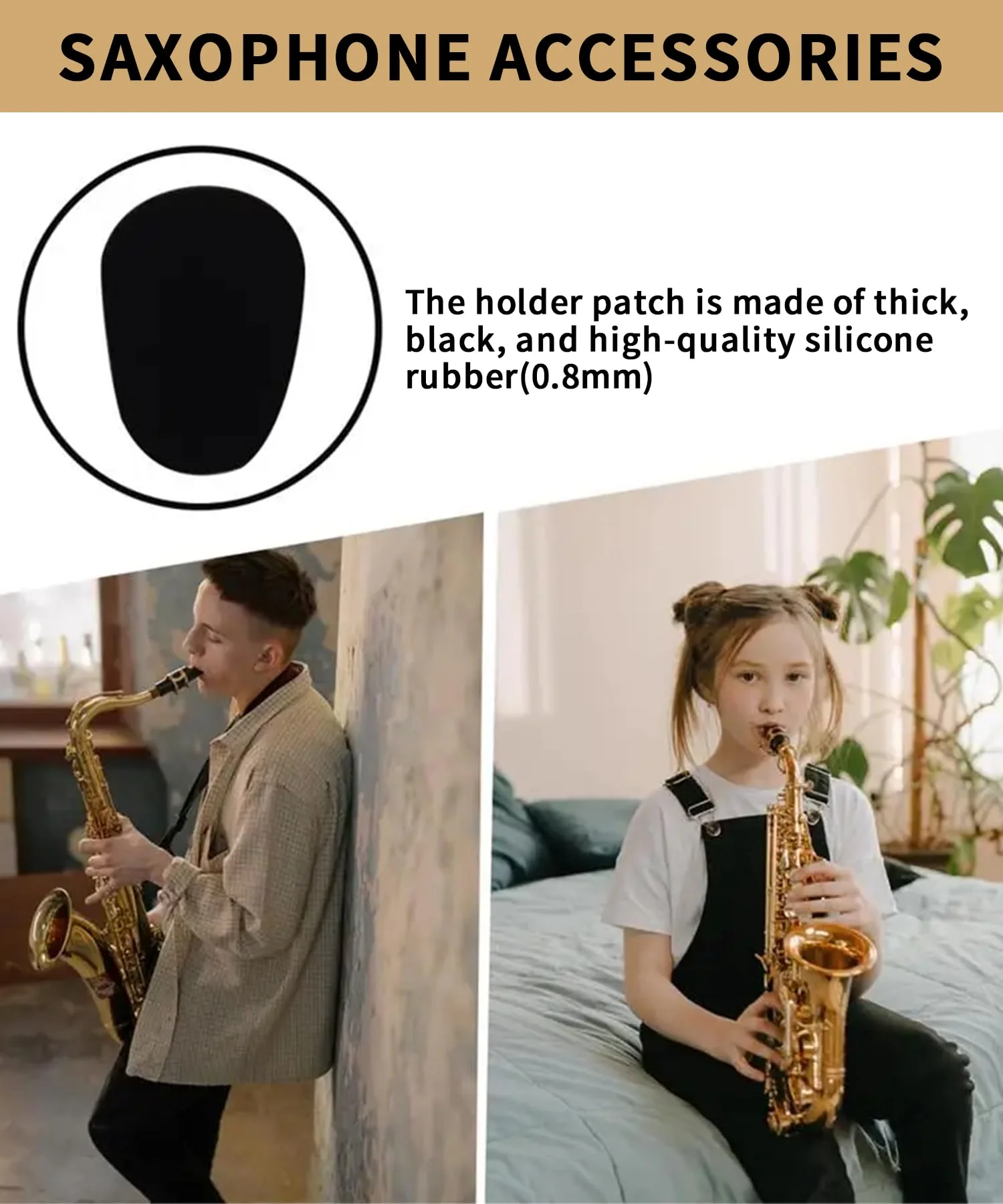 64Pcs 0.8mm Thick Saxophone and Clarinet Mouthpiece Cushion - Alto/Tenor Sax Mouthpiece Patches Pads Cushions - Oval Rubber Strong Adhesive for Beginners Musicians - Black - Image 4