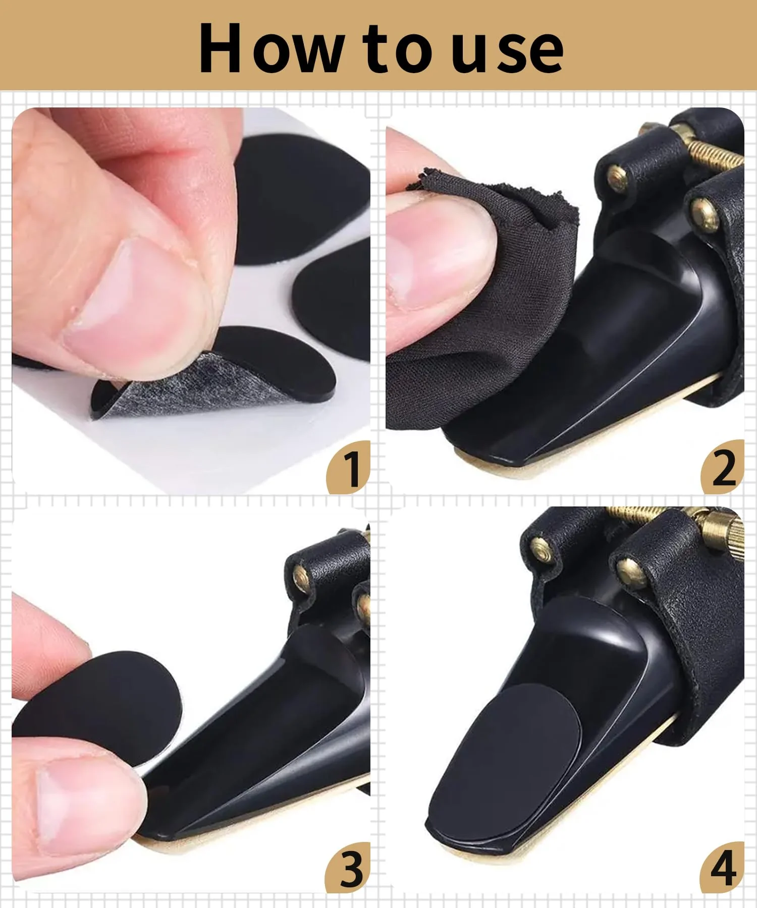 64Pcs 0.8mm Thick Saxophone and Clarinet Mouthpiece Cushion - Alto/Tenor Sax Mouthpiece Patches Pads Cushions - Oval Rubber Strong Adhesive for Beginners Musicians - Black - Image 7