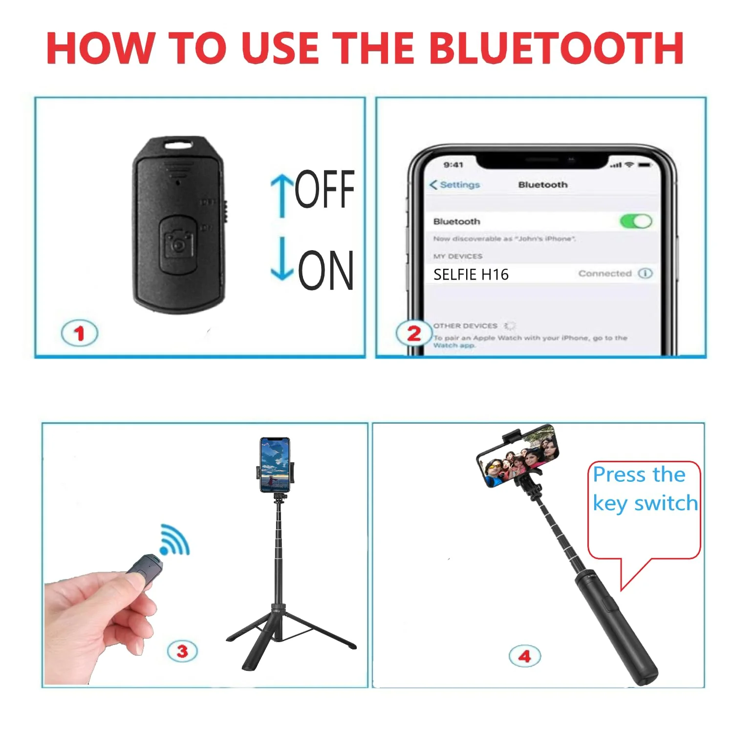 66" Selfie Stick Tripod for Cell Phone & Camera, All in 1 Expandable Phone Tripod with Remote Control and Rotate Phone Holder, Portable Tripod for iPhone/Goproo and Cameras.(black) black - Image 6