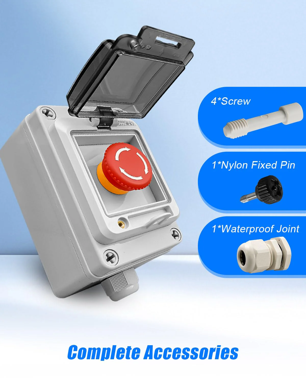 660V 10A Push Button Switch Box, Red Momentary Emergency Stop Button, Shut Off Switch with IP67 Waterproof Protective Cover Red Emergency Stop Only - Image 6