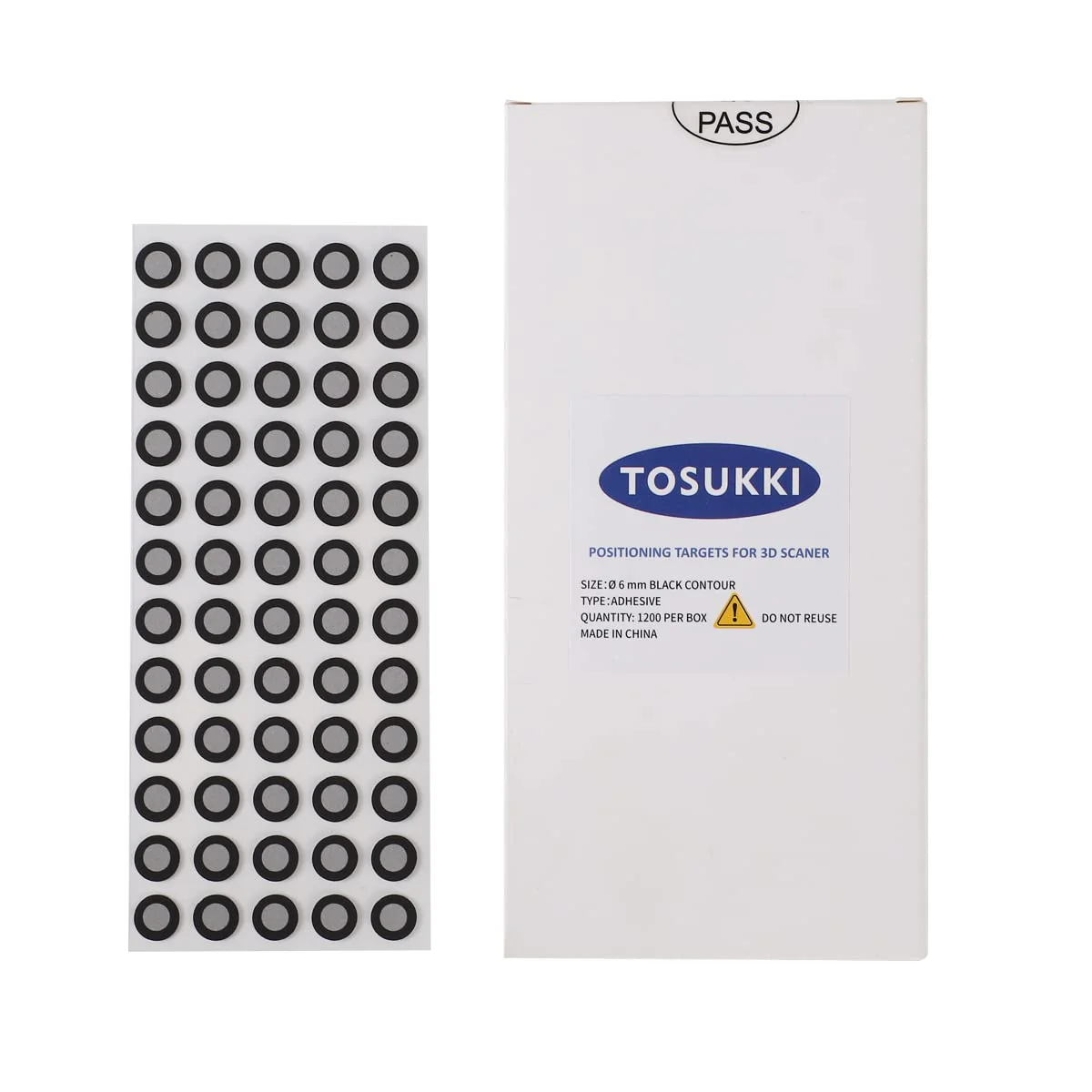6mm Positioning Targets with Black Contour for 3D Scaner,3D scanning Markers/Dots/Stickers，Reference Point Markers/Reflection Markers/for 3D Scaning and Optical Tracking（1200 Per Box）