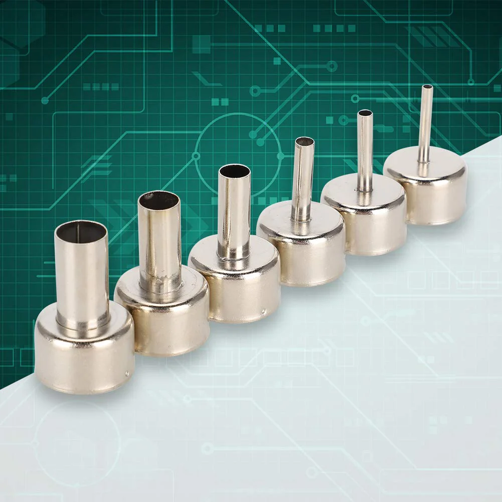 6pcs Hot Air Gun Nozzle 858 Heat Gun SMD Rework Station Accessory 3/4/5/8/10/12mm,Hot Air Gun Nozzle Satisfy Various Soldering and Repair Requirement. - Image 2