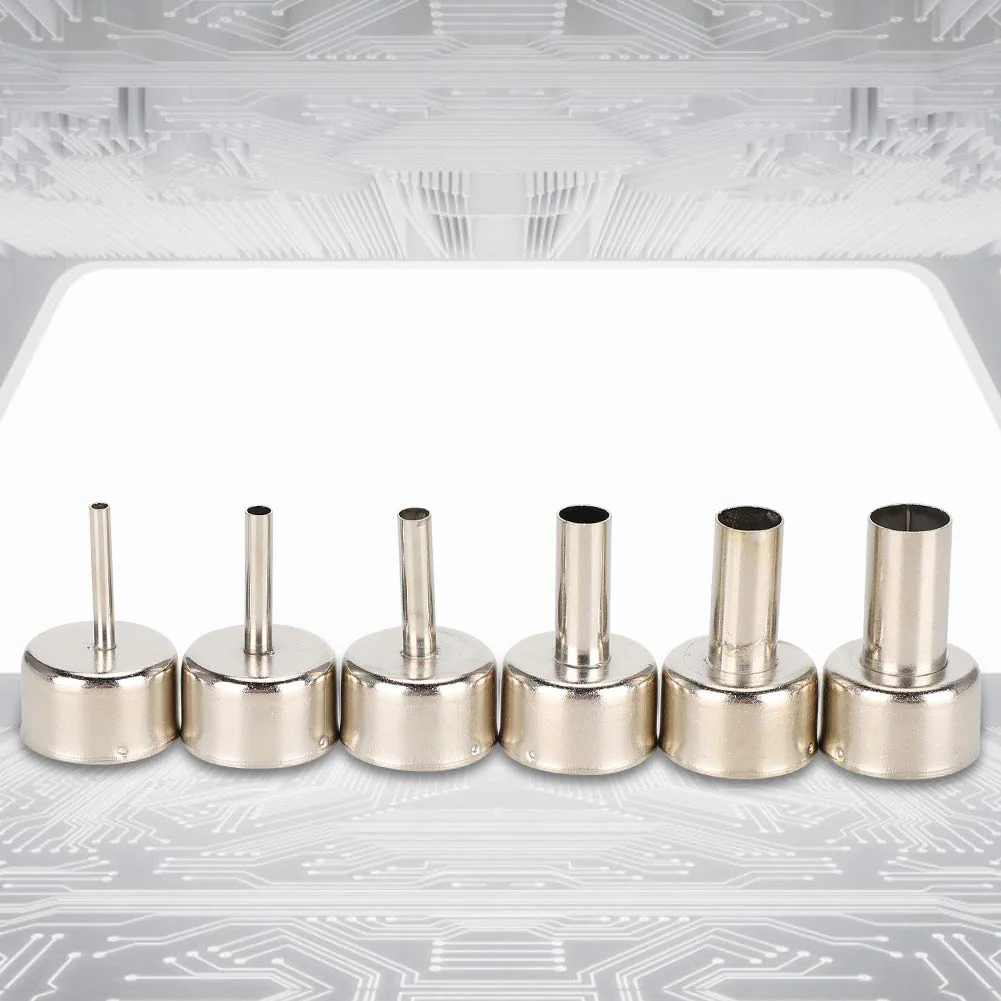 6pcs Hot Air Gun Nozzle 858 Heat Gun SMD Rework Station Accessory 3/4/5/8/10/12mm,Hot Air Gun Nozzle Satisfy Various Soldering and Repair Requirement. - Image 3