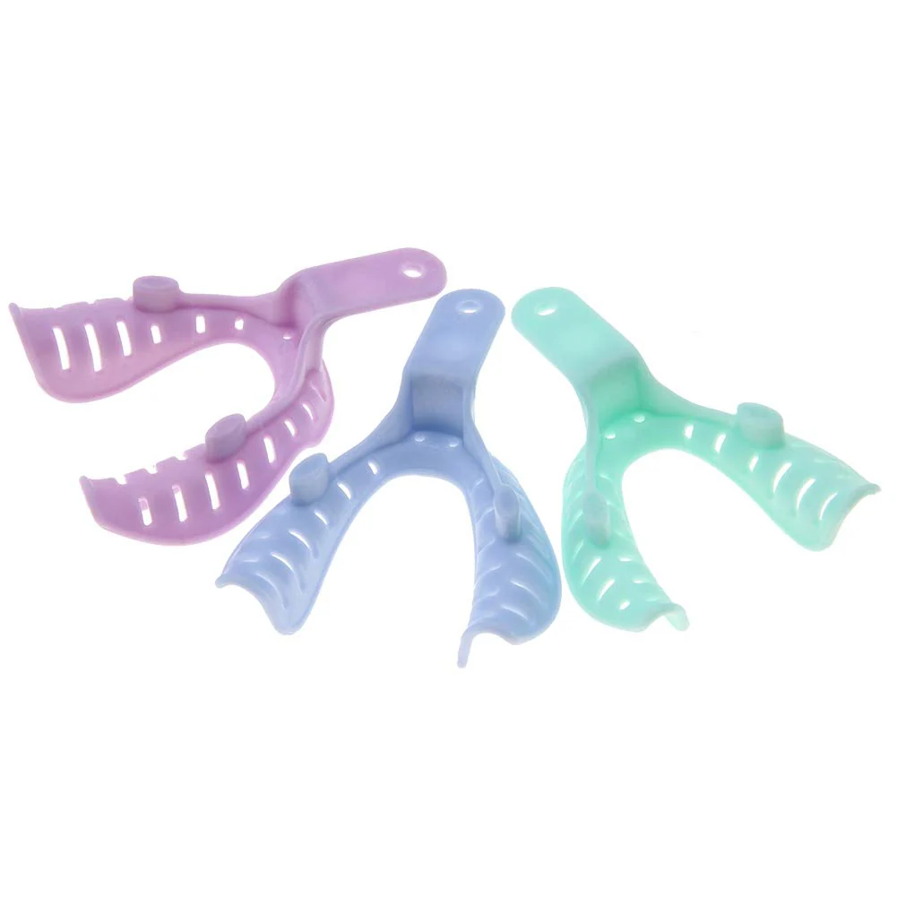 6pcs Mixed Colour Plastic Dental Impression Spoon Dental Impression Tray Bite Spoon Material Holder - Image 7