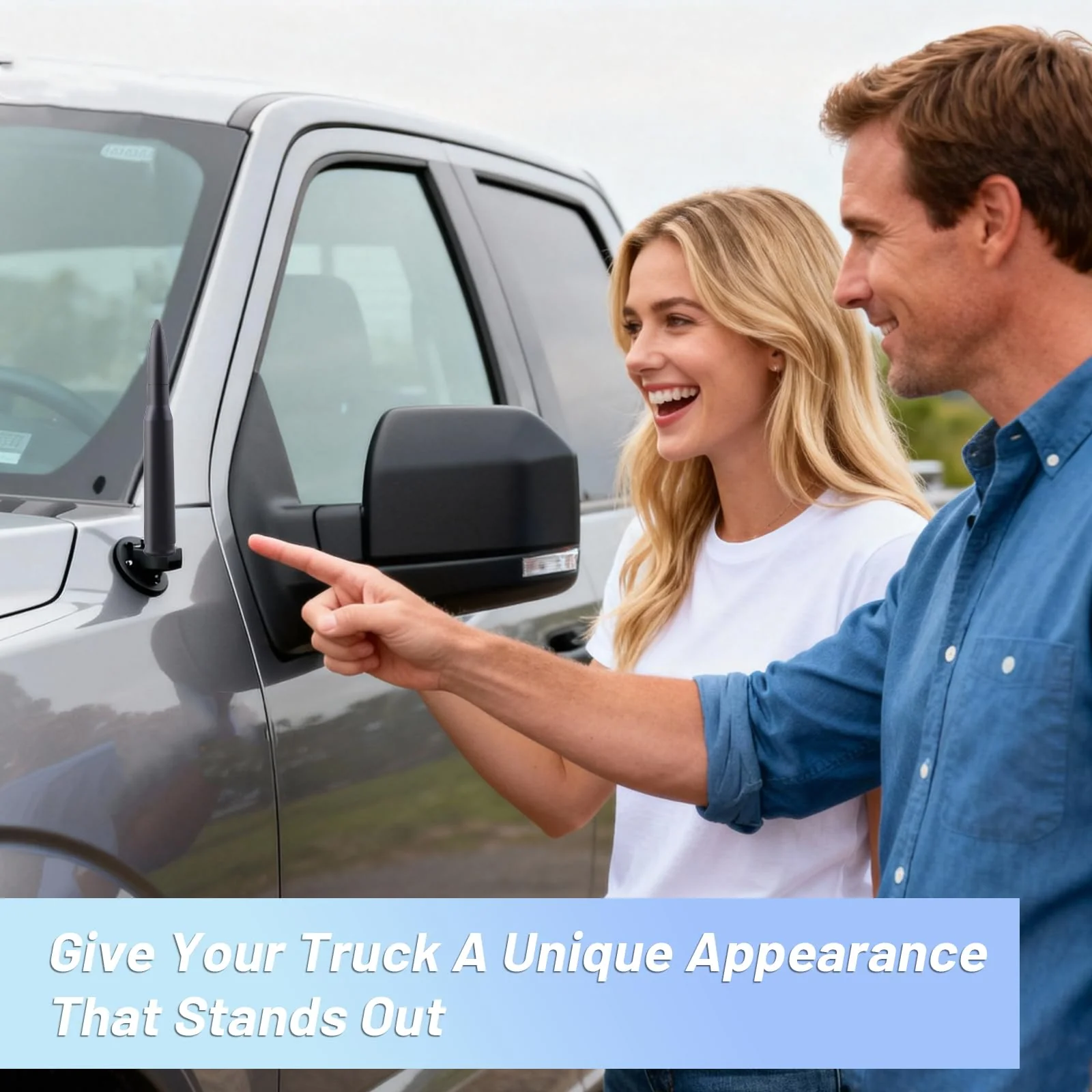 7.8in 50 Cal Bullet Antenna Black Antenna for Truck Car Antenna Replacement Truck Antenna Slverado 1500 Bullet Antenna Ford f150 f250 f350 GMC Sierra 1500 ram 1500 Jeep Dodge (Black) 7.8inch - Image 4