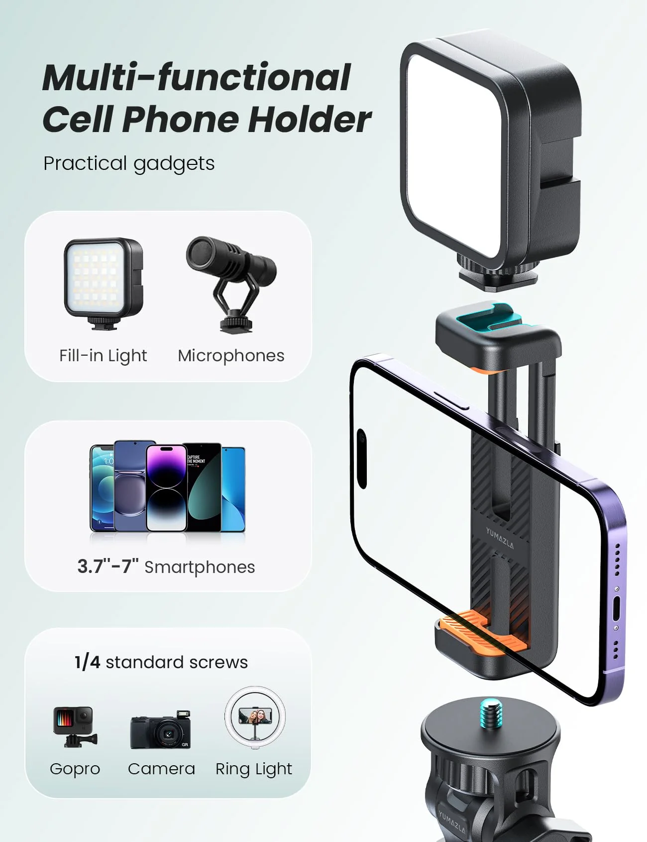71'' Phone Tripod & Selfie Stick, Tripod for iPhone with Detachable Remote, Portable Phone Tripod Stand for Video Recording, Travel Tripod for Cell Phone, Compatible with Smartphones, DSLR - Image 5