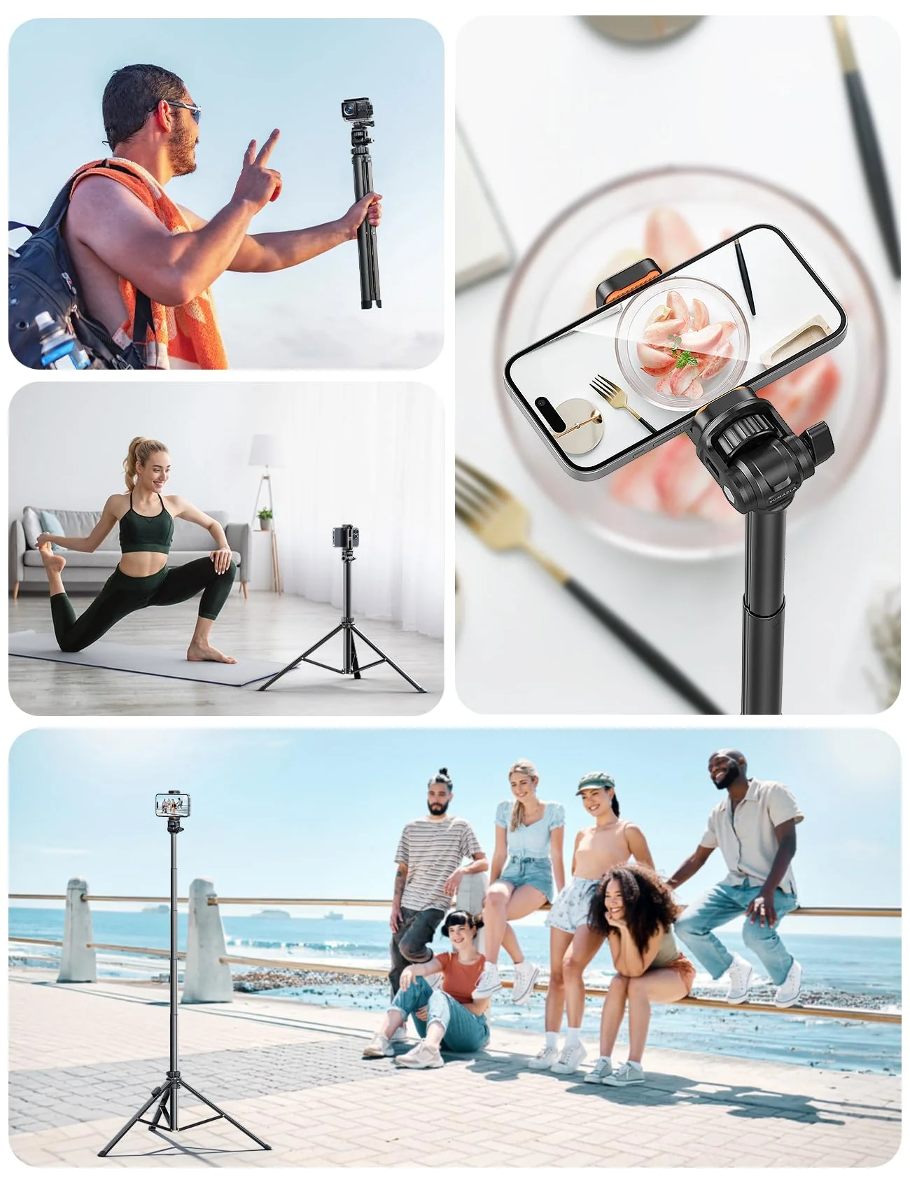 71'' Phone Tripod & Selfie Stick, Tripod for iPhone with Detachable Remote, Portable Phone Tripod Stand for Video Recording, Travel Tripod for Cell Phone, Compatible with Smartphones, DSLR - Image 7