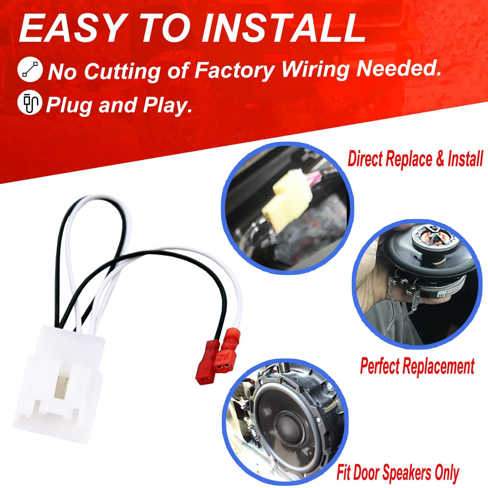 72-5602 Car Replacement Door Speaker Wiring Harness Plug Connector for 2011-2021 Ford F-150 Fusion Escape Focus Bronco Mustang Mondeo MK4 Mazda 2 3 6 CX5 Cable Plug Speakers Harness - 4 PCS - Image 3