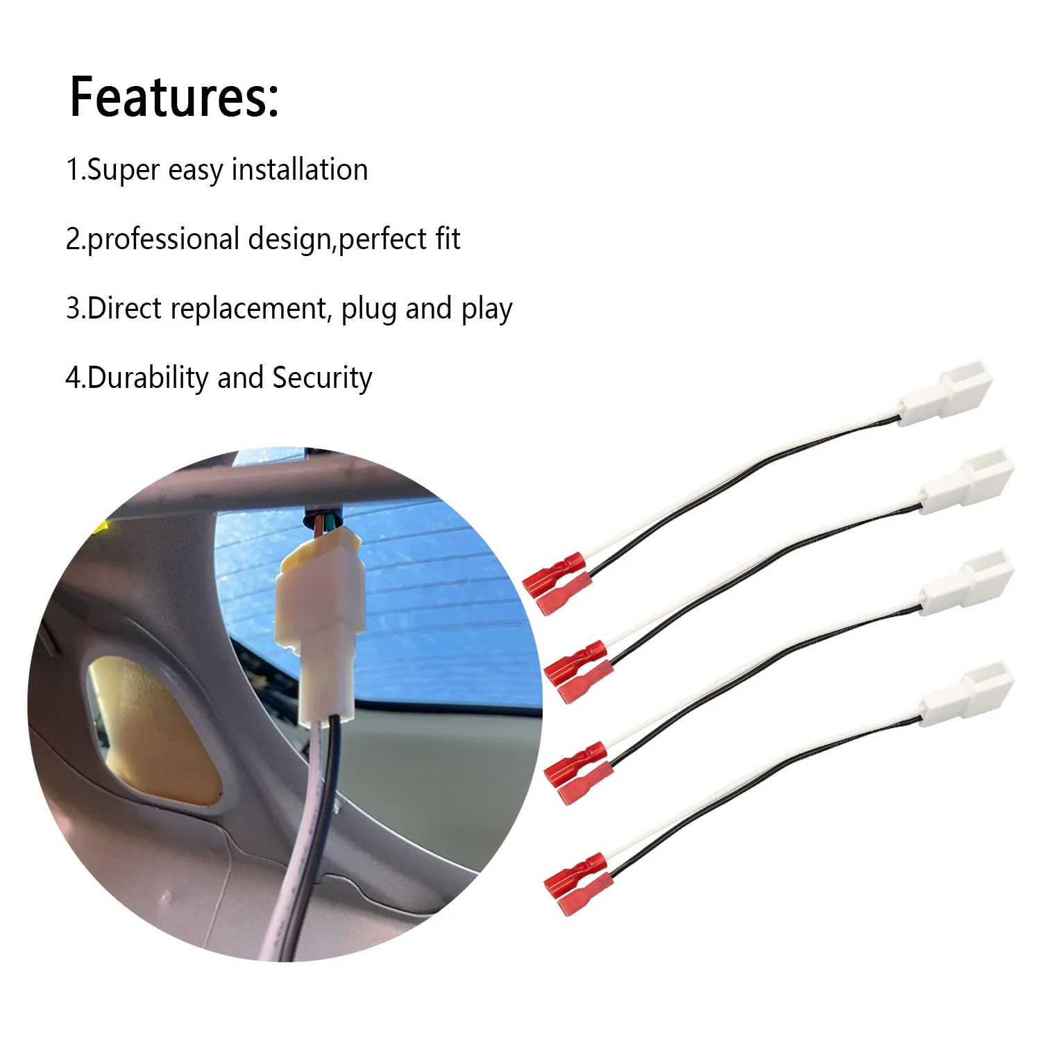 72-8104 Speaker Adapter Wire Harness Replacement for Toyota Camry Corolla Tacoma Tundra Scion Pontiac Car Front and Rear Door Speaker Wire Harness Adapter Plug 4Pcs 72-8104 Speaker harness - Image 3
