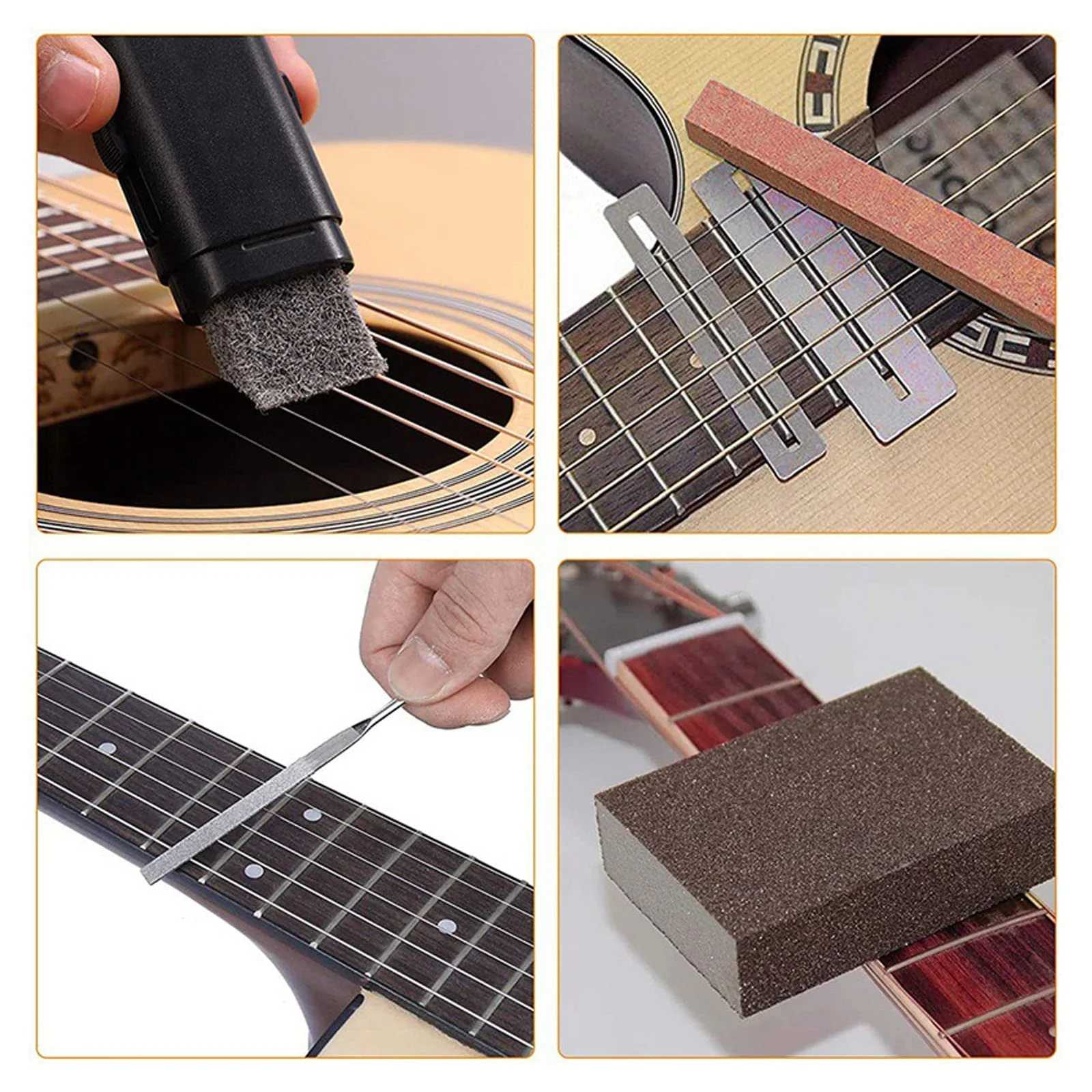72PCS Guitar Tool Kit,Professional Guitar Repairing Maintenance Tool Kit with Guitar Strings Picks Bridge Pins Gauge Guitar Accessories Gifts for Acoustic Guitar Electric guitar Ukulele Bass Banjo - Image 4