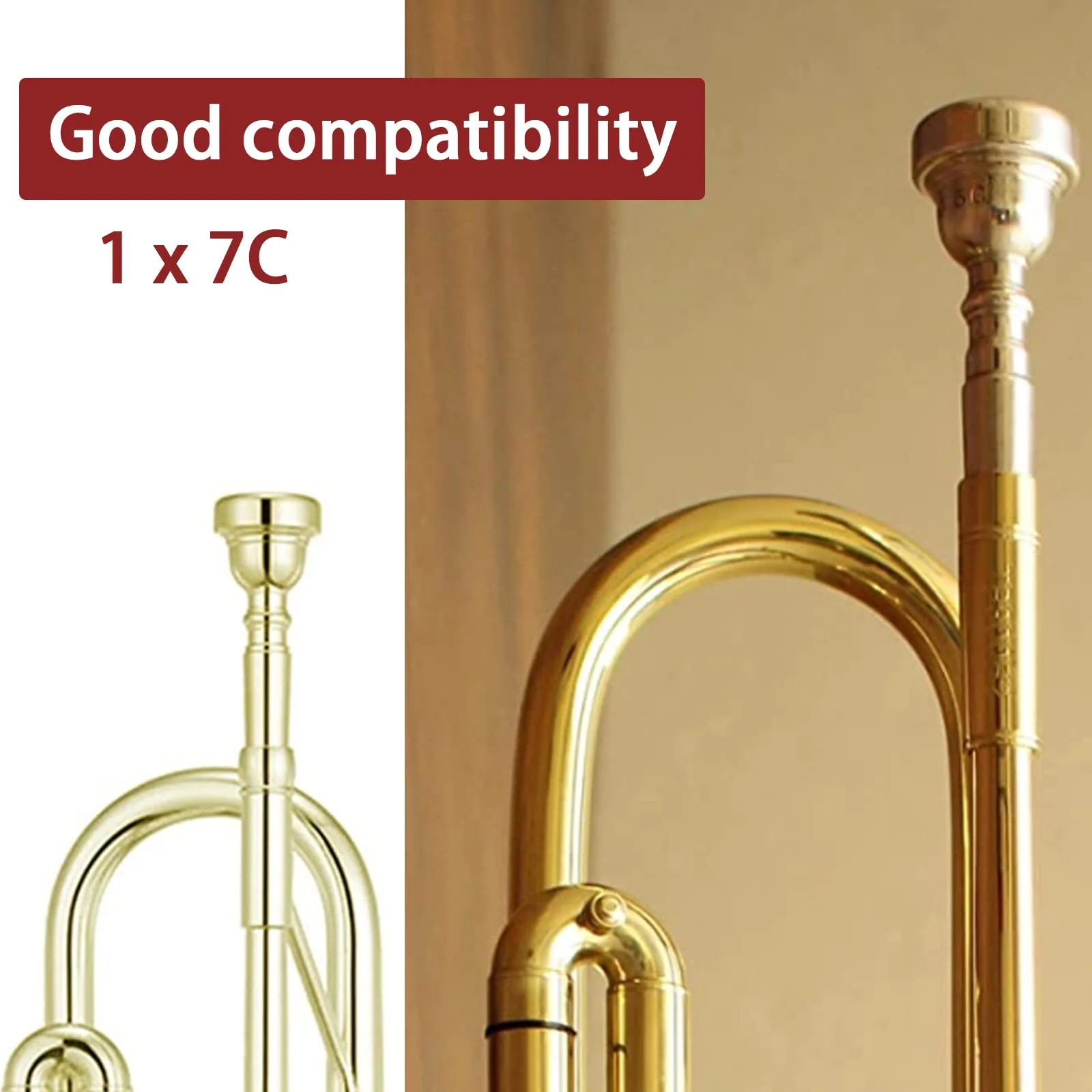 7C Trumpet Mouthpiece Brass Trumpet Mouthpiece Gold Plated Trumpet Mouthpiece Compatible with Beginners and Professionals Trumpet Accessories 7C - Image 4