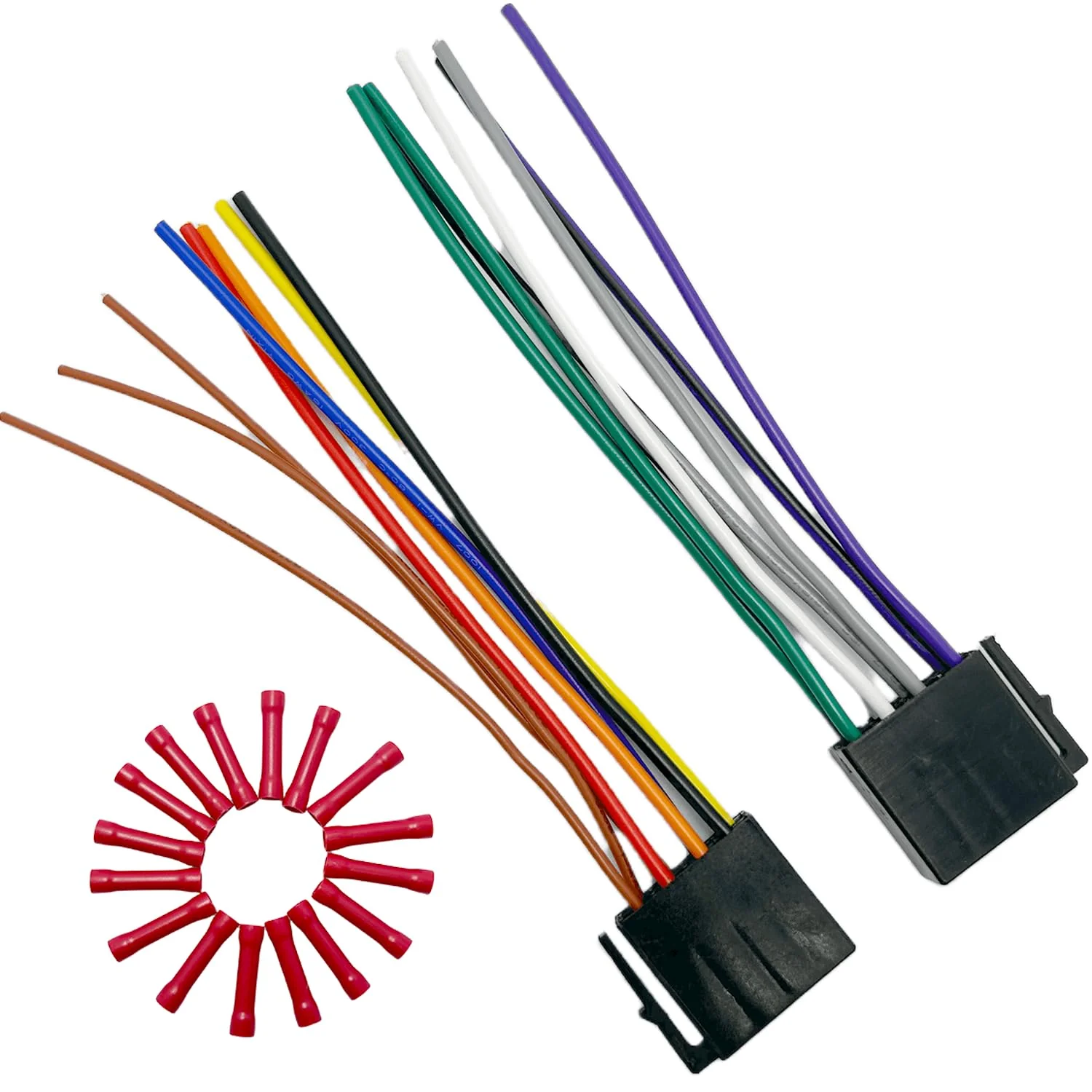 8+8Pin Universa ISO Car Radio Wiring Harness, Android Car Stereo Harness Adapter Radio Power Speakers Wiring Adapter ISO Radio Harness Adapter replacement for Boss Jenson Leadfan SJOYBRING Bluetooth Universal ISO Harness