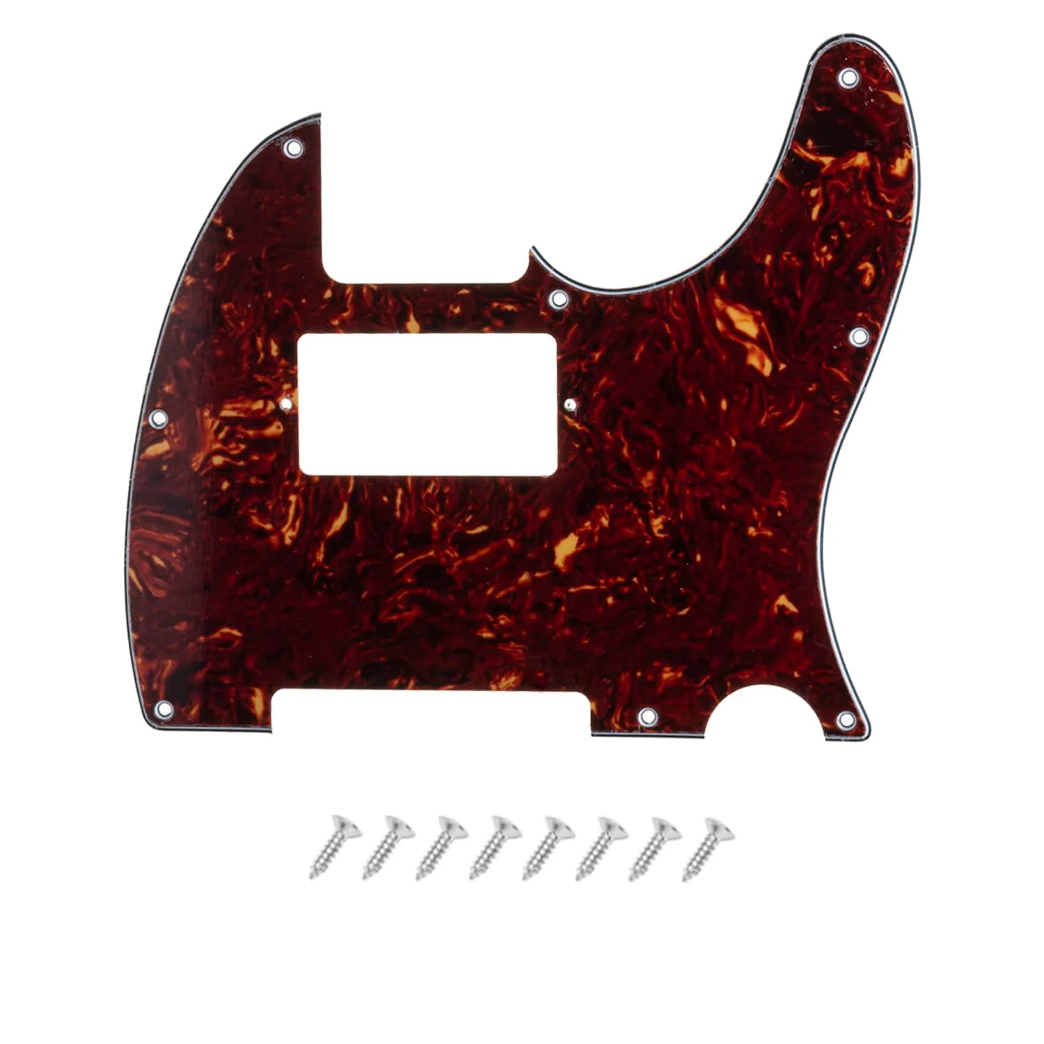 8 Hole Humbucker Tele Pickguard HH Scratch Plate for Fender American/Mexican Standard Telecaster Modern Style Electric Guitar, Red Tortoise, 4ply. Red Tortoise-4ply