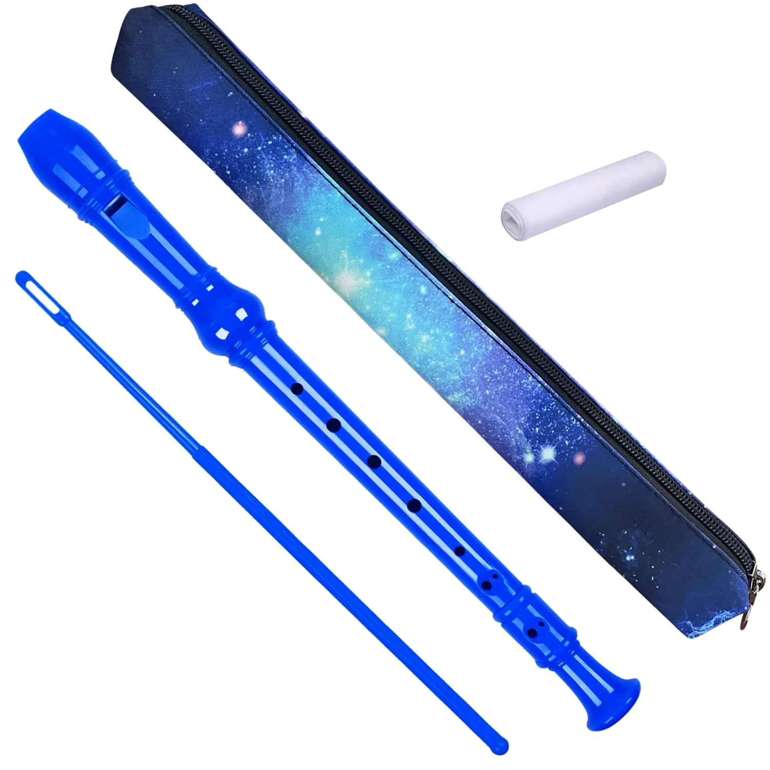 8 Holes Soprano Recorder with Cleaning Rod and Bag, Professional German Style C Key Recorder for Kids Beginners Students(Blue) Blue