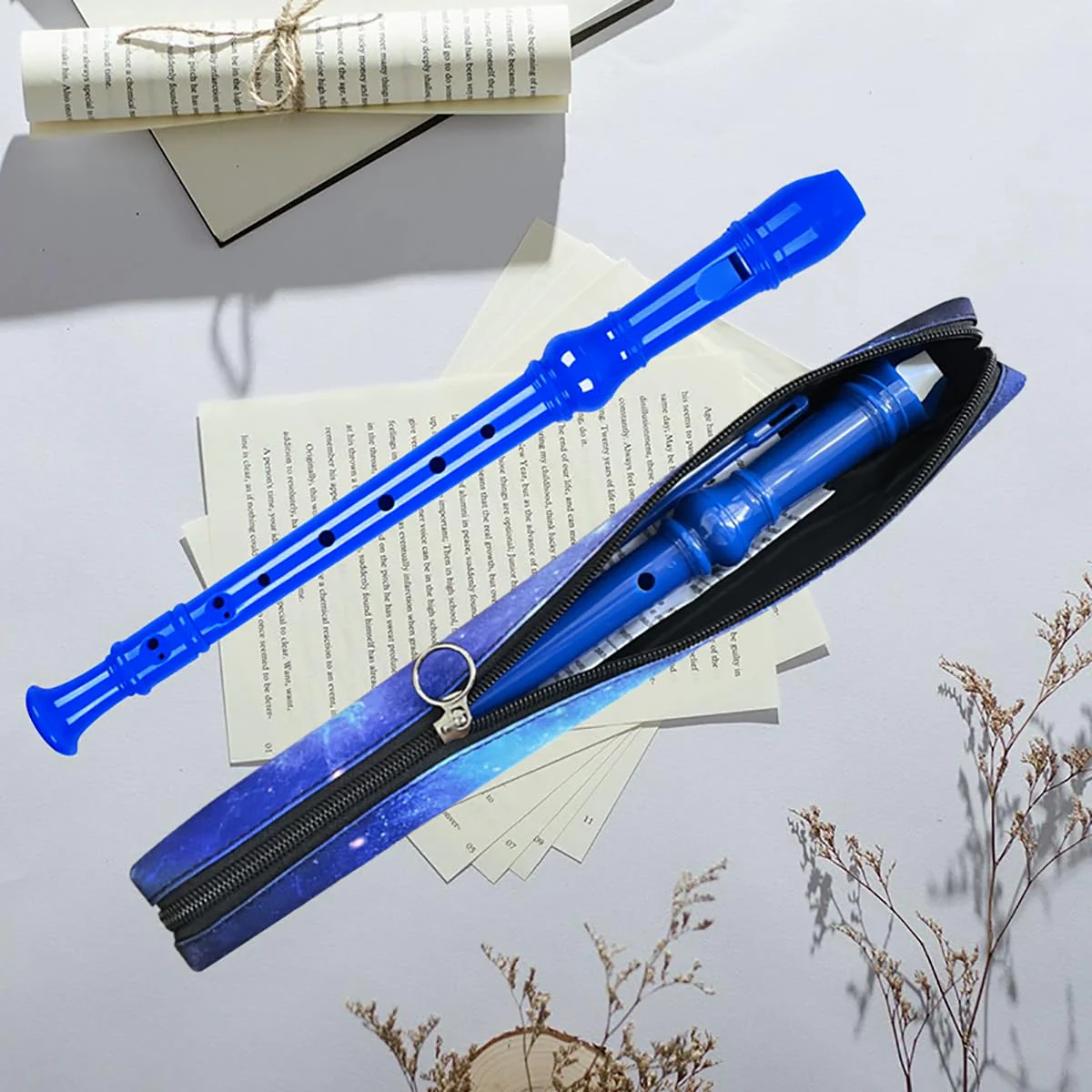 8 Holes Soprano Recorder with Cleaning Rod and Bag, Professional German Style C Key Recorder for Kids Beginners Students(Blue) Blue - Image 5