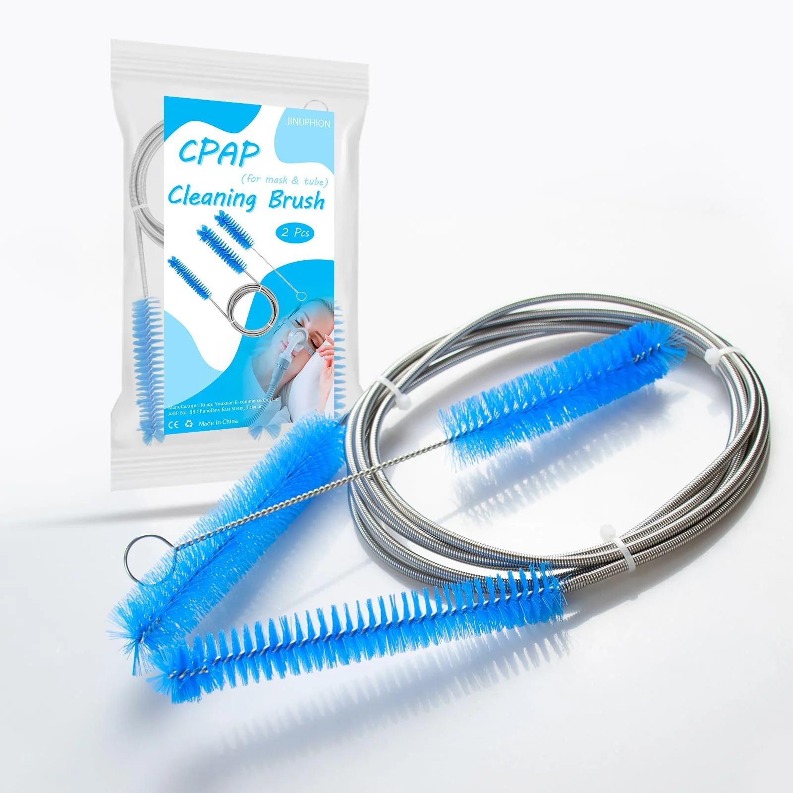 8-in-1 CPAP Cleaner Hose Brush, 2 Pieces CPAP Hose Cleaning Brush, Pipe Brush for CPAP Hoses/Tube/Accessories (Blue) Blue