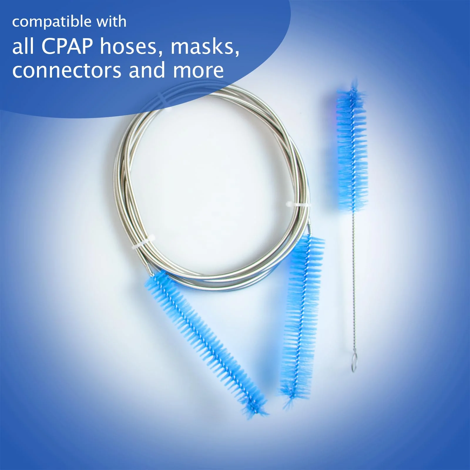 8-in-1 CPAP Cleaner Hose Brush, 2 Pieces CPAP Hose Cleaning Brush, Pipe Brush for CPAP Hoses/Tube/Accessories (Blue) Blue - Image 4