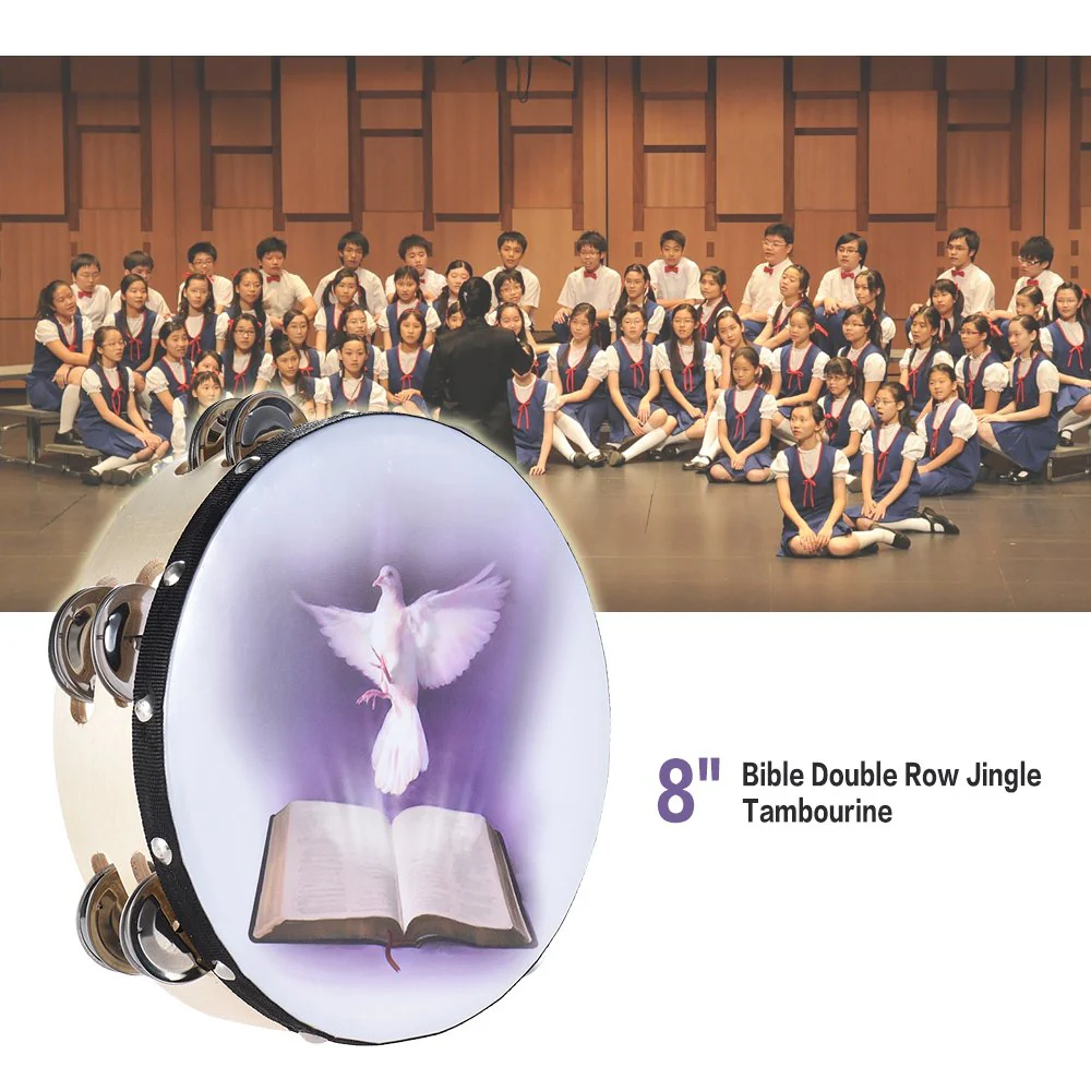 8 inch Tambourine 6 Pairs Double Metal Jingle for Church and Other Holy Occasio - Image 4