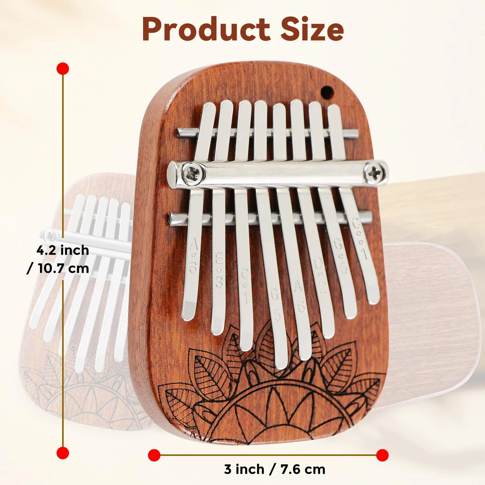 8 Keys Kalimba Mini Kalimba Portable Finger Thumb Piano kalimba 8 key exquisite finger thumb piano for Music Lovers and Adults Christmas Gifts Medium Single - Image 5