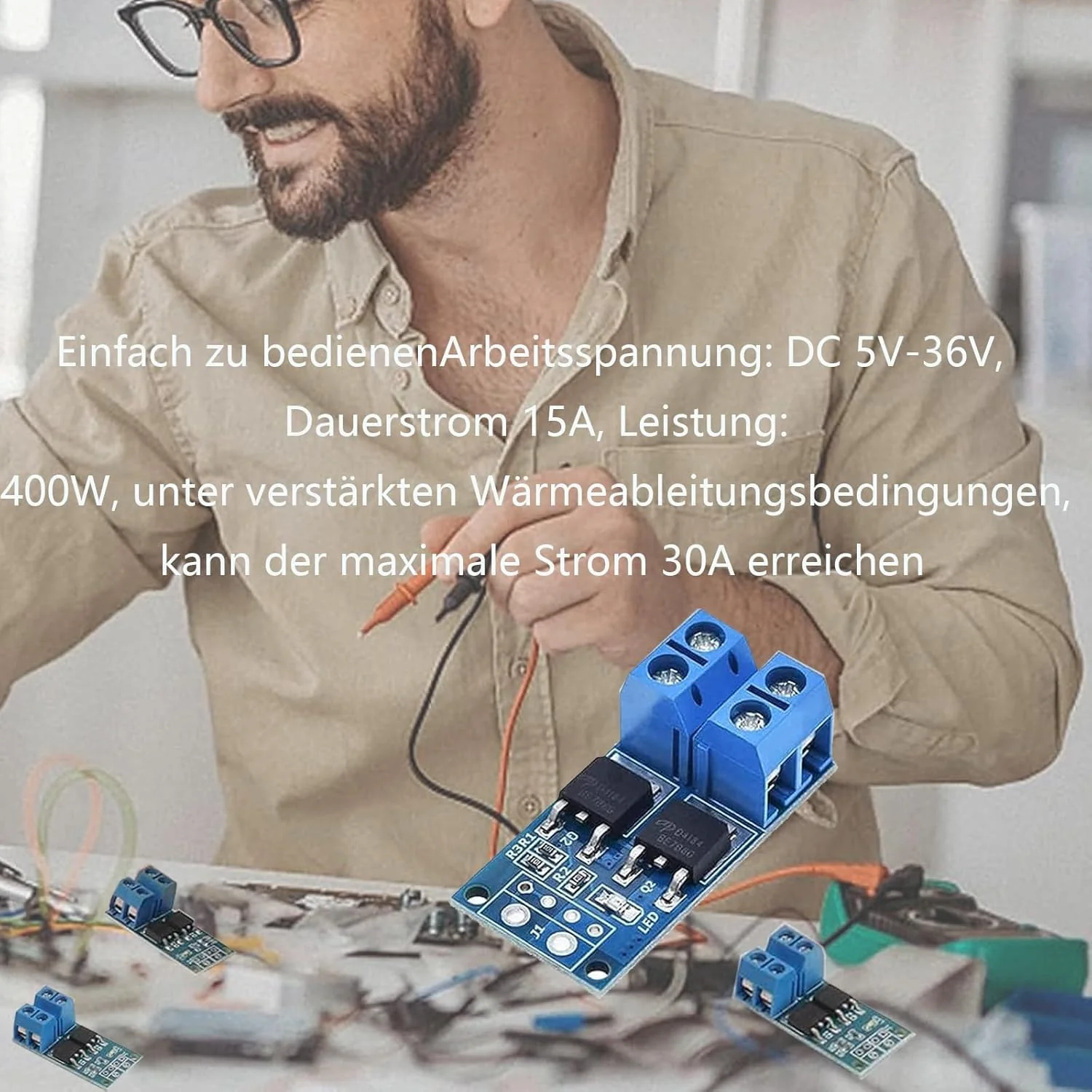 8 Pcs DC 5V-36V 400W FET Trigger Switch Drive Module Board Dual Mosfet Driver Module Dual High Performance Switching Driver Module PWM Controller Switch Panel Driver Module for Ar-duino - Image 5