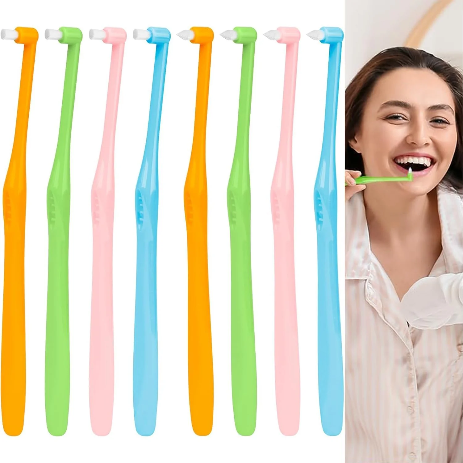 8 Pieces Interroom Toothbrush, Soft Single Toothbrush with Tuft, Slim Interspace Toothbrushes Interdental Brushes for Sensitive Gums, Deep Cleaning, for Teeth Cleaning