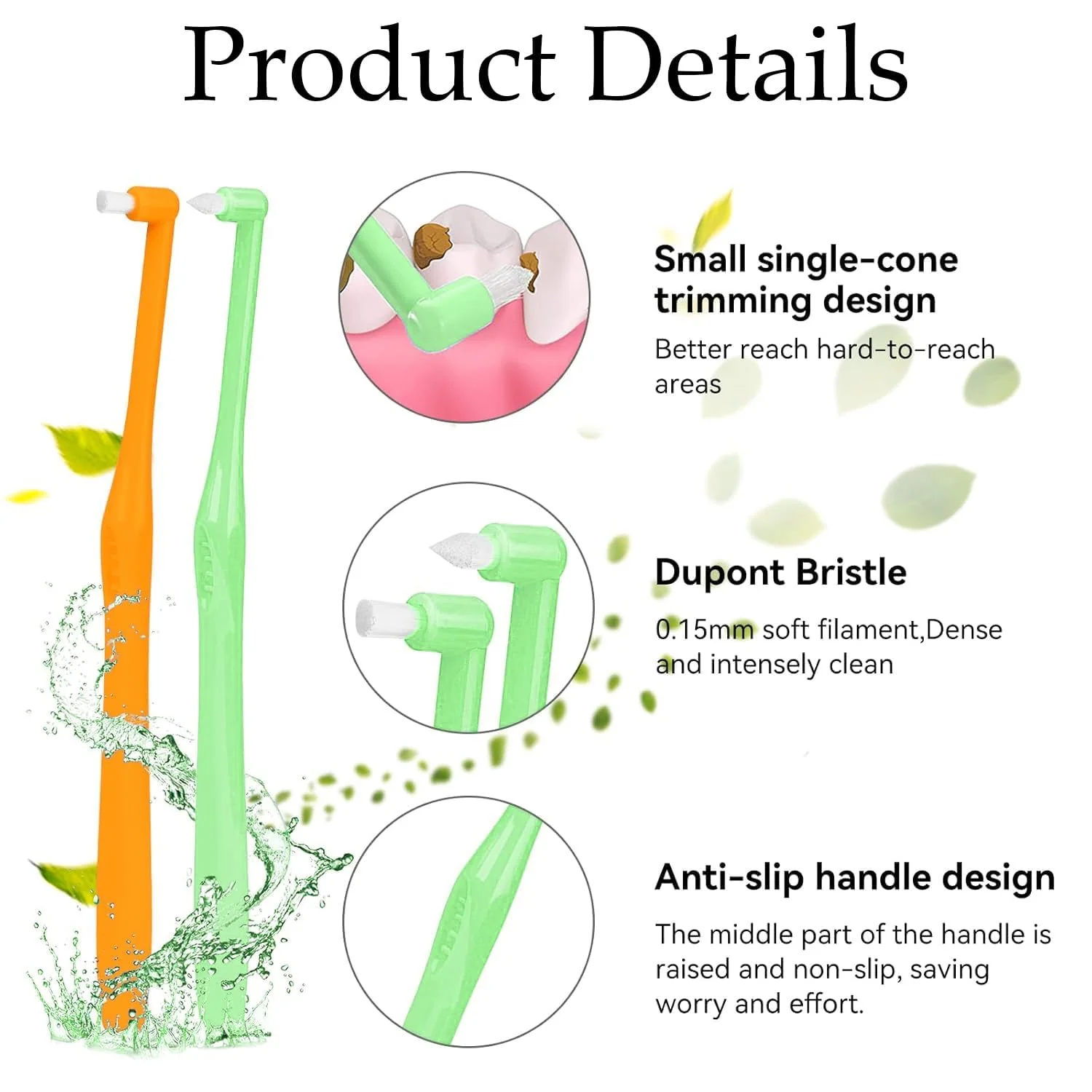 8 Pieces Interroom Toothbrush, Soft Single Toothbrush with Tuft, Slim Interspace Toothbrushes Interdental Brushes for Sensitive Gums, Deep Cleaning, for Teeth Cleaning - Image 6