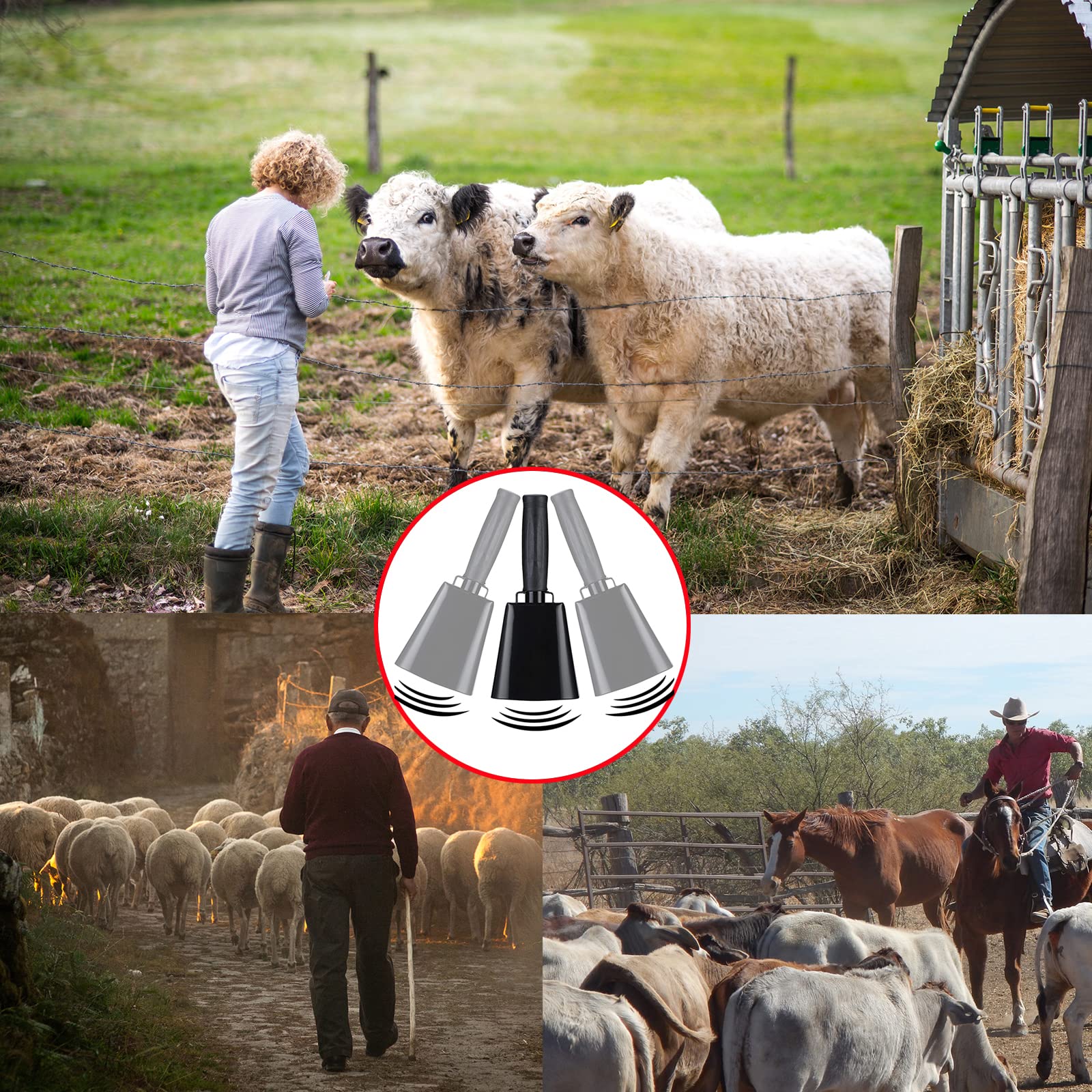 8’’ Steel Cow Bell with Handle, Noise Maker Cowbell, Cheering Loud Hand Call Bell for Sport Events Football Soccer Hockey Baseball Basketball Games Party Concert Graduations School Wedding Farm Ranch 8inch-black - Image 7