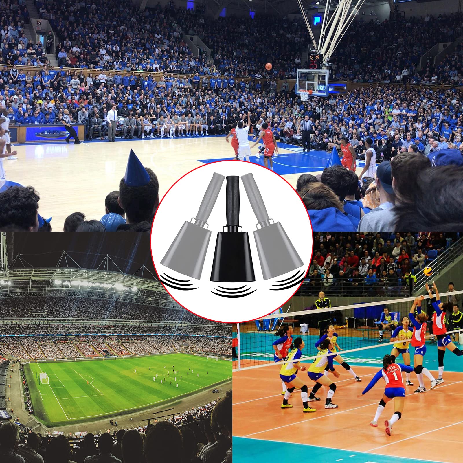 8’’ Steel Cow Bell with Handle, Noise Maker Cowbell, Cheering Loud Hand Call Bell for Sport Events Football Soccer Hockey Baseball Basketball Games Party Concert Graduations School Wedding Farm Ranch 8inch-black - Image 8