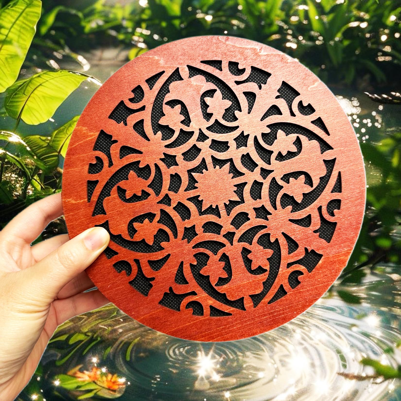 8'' Water Stream Drum | Rain Disk "Water-Fall" | Instrument for Sound Therapy | Ocean Drum | Sonic Energy Wave Drum | Yoga Meditation | Release Pressure | Music Healing Instrument (With Display Stand) - Image 3