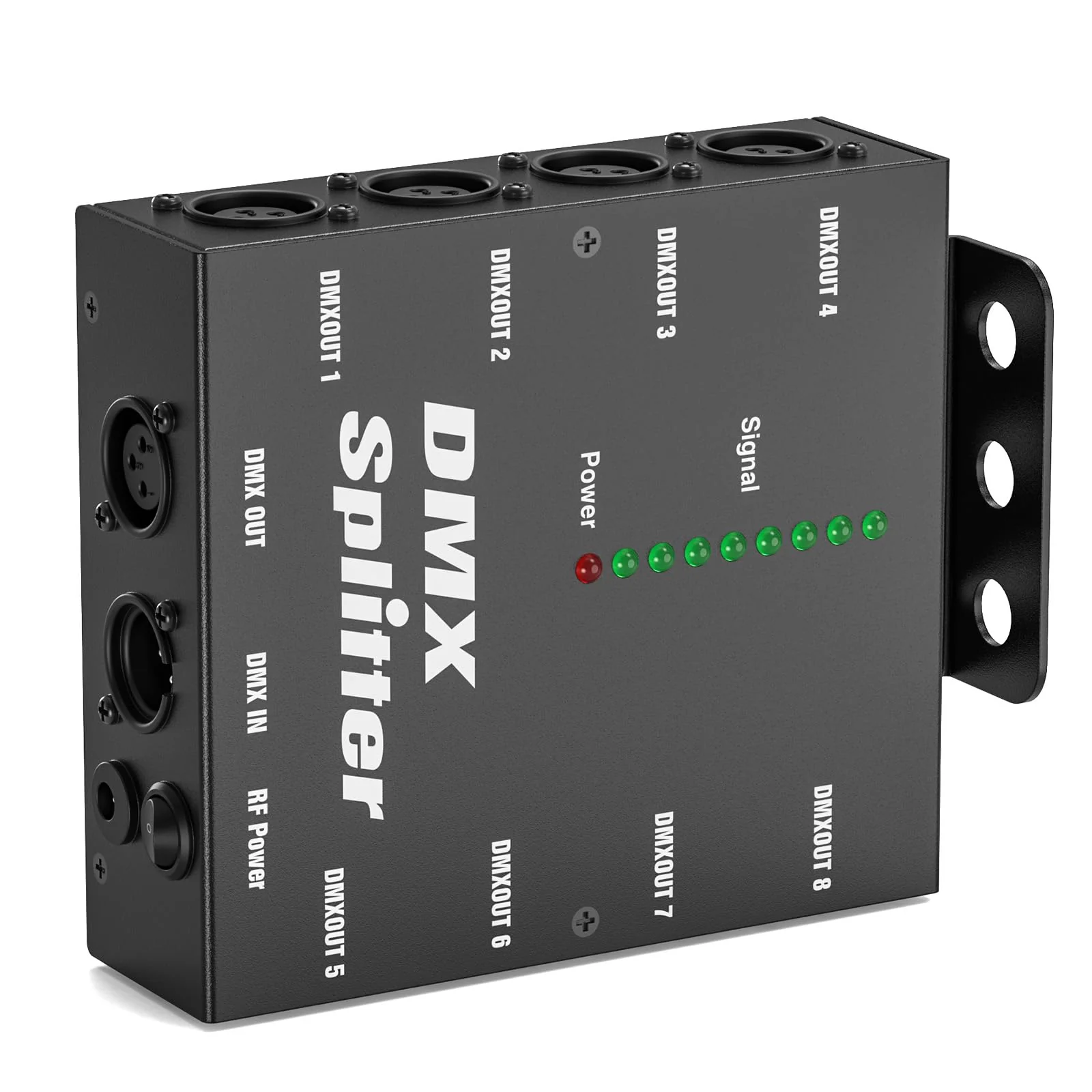 8-Way Isolated DMX512 Splitter Amplifier Distributor with 3-Pin Outputs XLR Signal Amplifier Transmitter Receiver for DJ Party LED Stage Lighting 1PCS