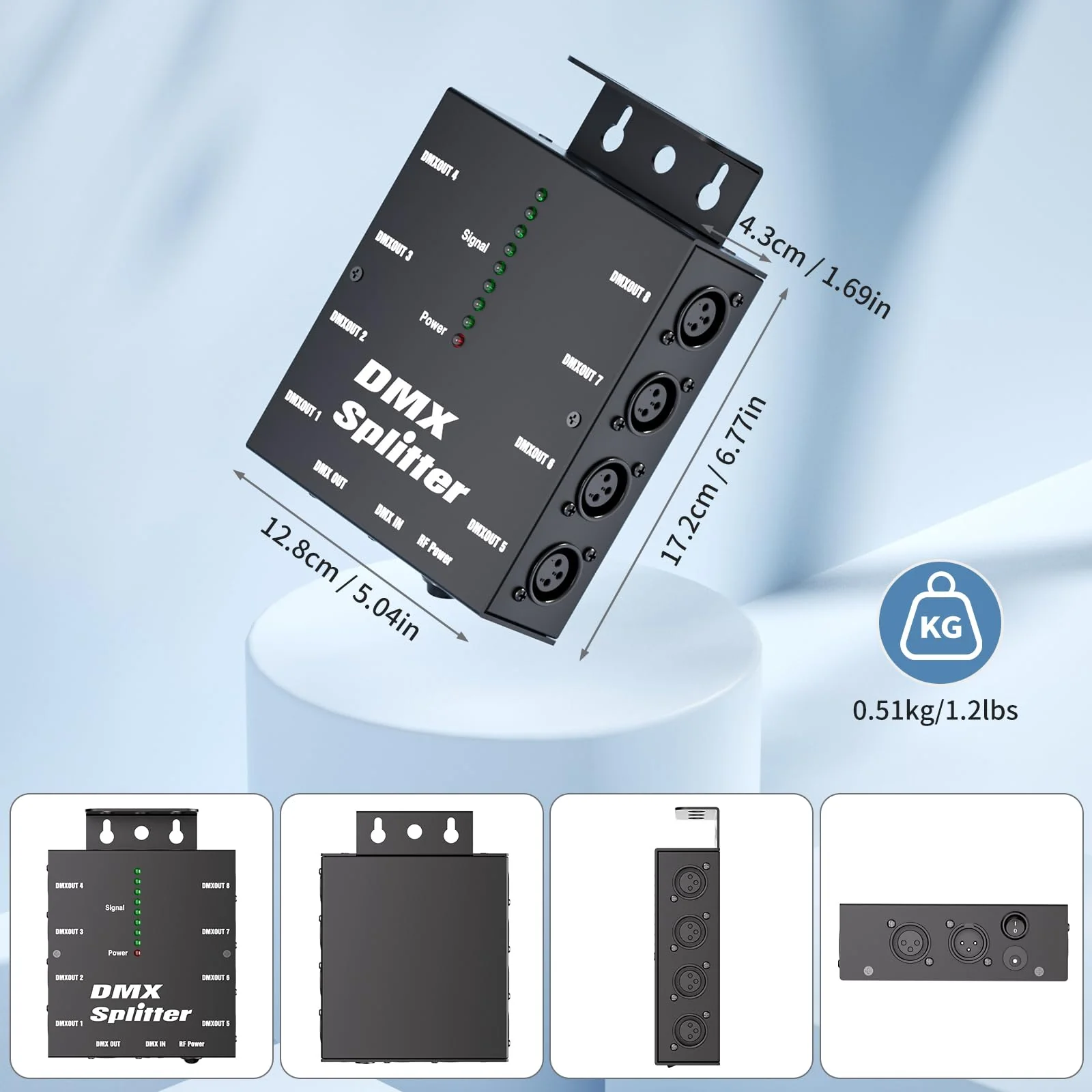 8-Way Isolated DMX512 Splitter Amplifier Distributor with 3-Pin Outputs XLR Signal Amplifier Transmitter Receiver for DJ Party LED Stage Lighting 1PCS - Image 5