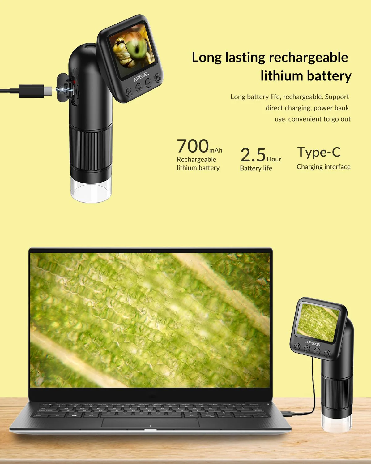 800X HD Handheld Digital Microscope for Adults, with 2" LCD Screen Pocket Microscope for Kids, USB Lab Handheld Digital Microscopes Equipment, with 32GB SD Card Black - Image 4