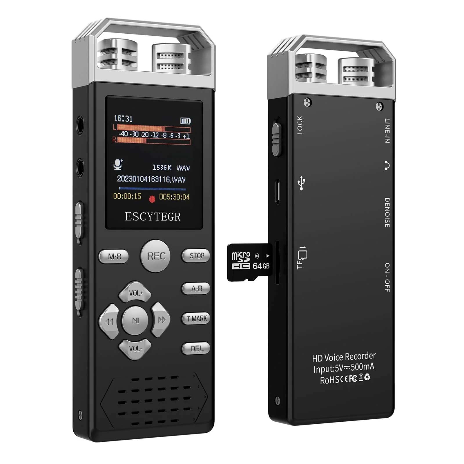 80GB Digital Voice Activated Recorder 1536KBPS Audio Voice Recorder with Playback Recording Device Dictaphone Sound Tape Recorder with Password Protection for Lectures,Meetings 80GB