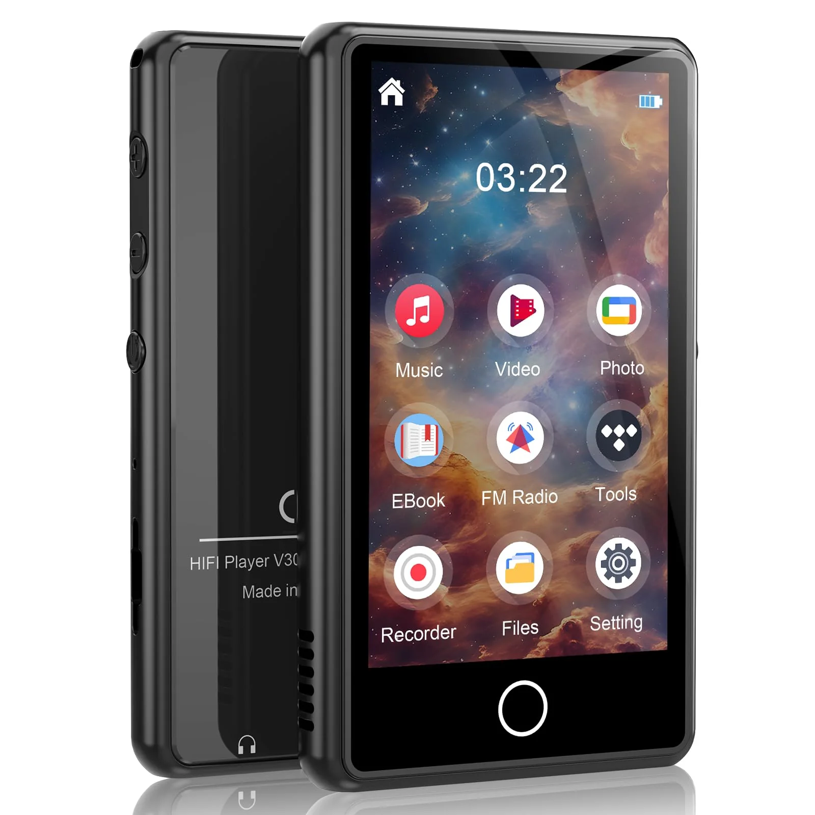 80GB MP3 Music Player with Bluetooth, 3-inch Portable MP4 Player Support All Formats Video with Built-in Speaker, FM Radio, Video, E-Book, Recording. Expandable up to 256GB, Black