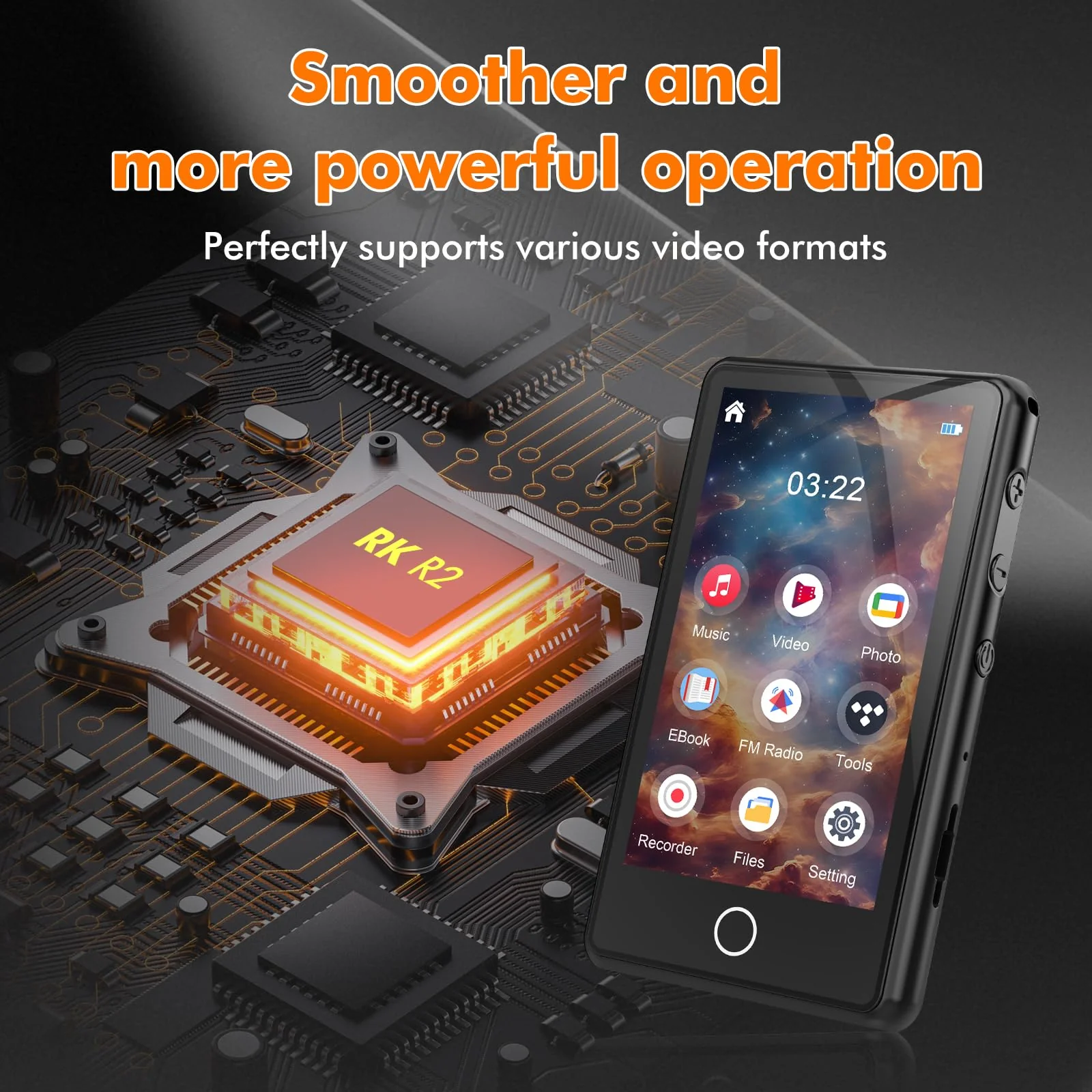 80GB MP3 Music Player with Bluetooth, 3-inch Portable MP4 Player Support All Formats Video with Built-in Speaker, FM Radio, Video, E-Book, Recording. Expandable up to 256GB, Black - Image 7