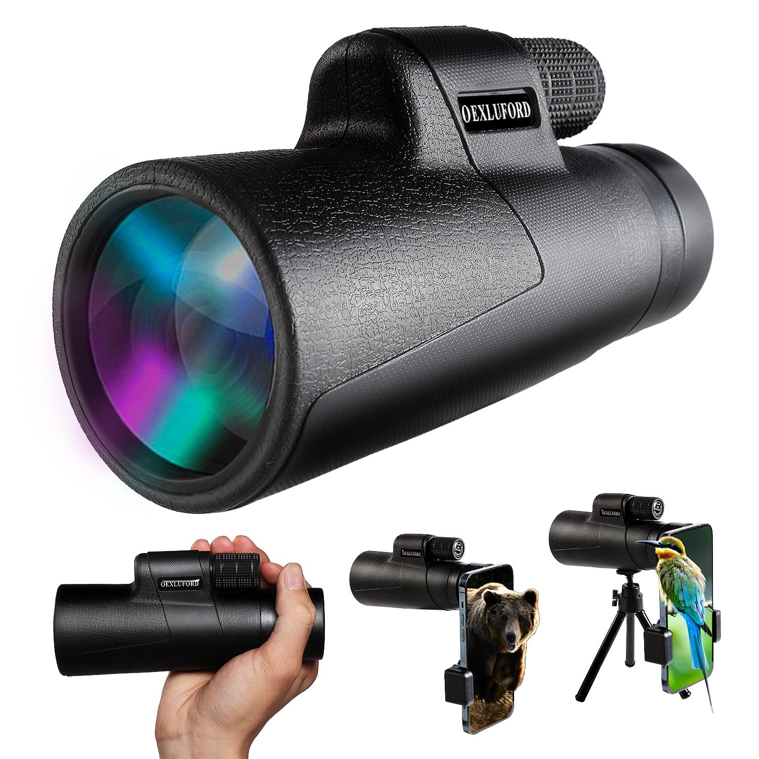 80X100 Monocular for Adults - Monocular Telescope High Definition with Smartphone Holder & Tripod, High Power Monoculars for Adults Watching Hunting Camping Hiking Travling with Zoom Focus