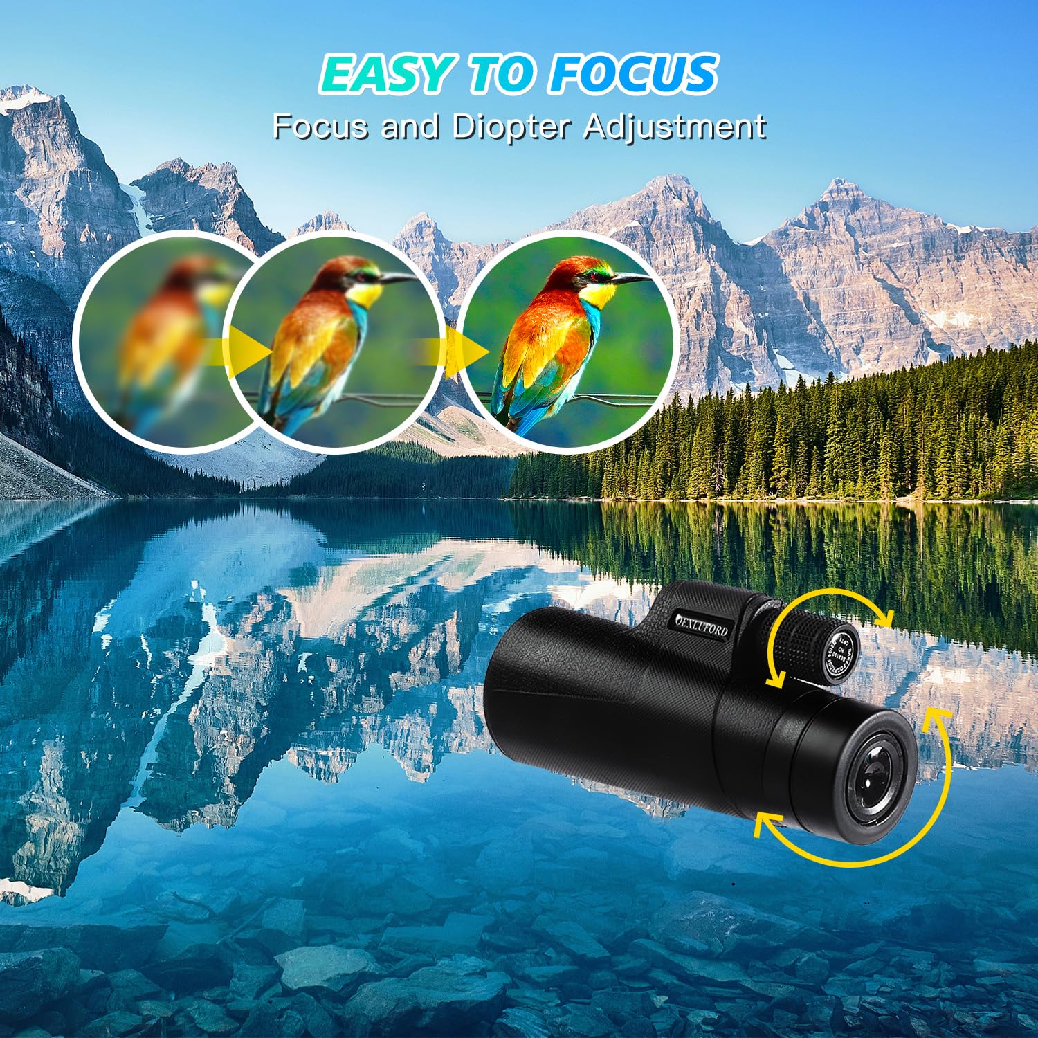 80X100 Monocular for Adults - Monocular Telescope High Definition with Smartphone Holder & Tripod, High Power Monoculars for Adults Watching Hunting Camping Hiking Travling with Zoom Focus - Image 5