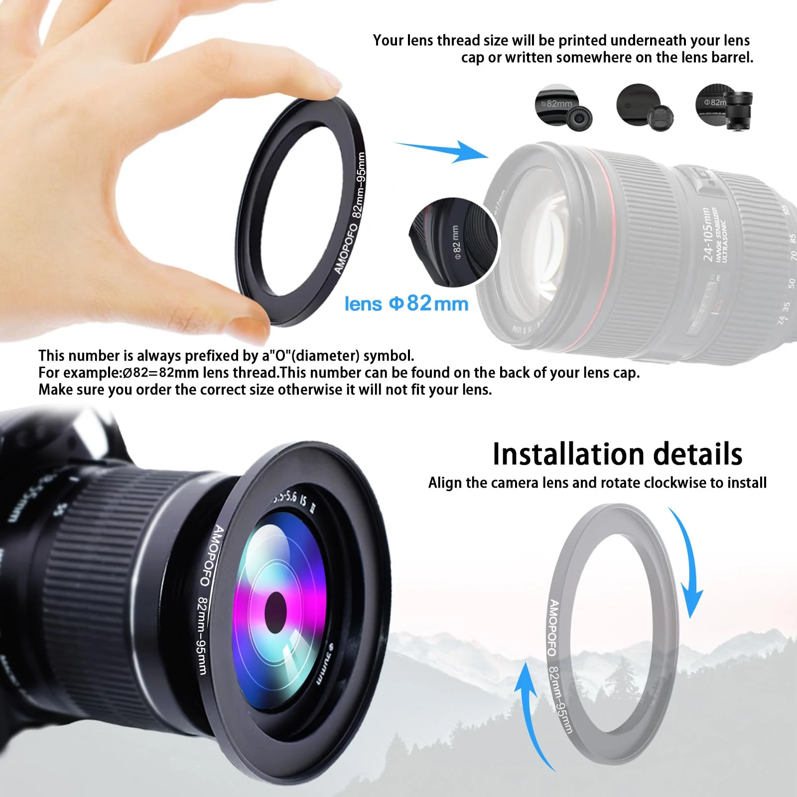 82mm to 95mm Step Up Ring Filter Adapter Metal Step Up Ring,Compatible with All 82mm Camera Lens & 95mm UV,ND,CPL Accessories,Made of CNC Machined Aluminum(82-95mm) 82mm-95mm - Image 4