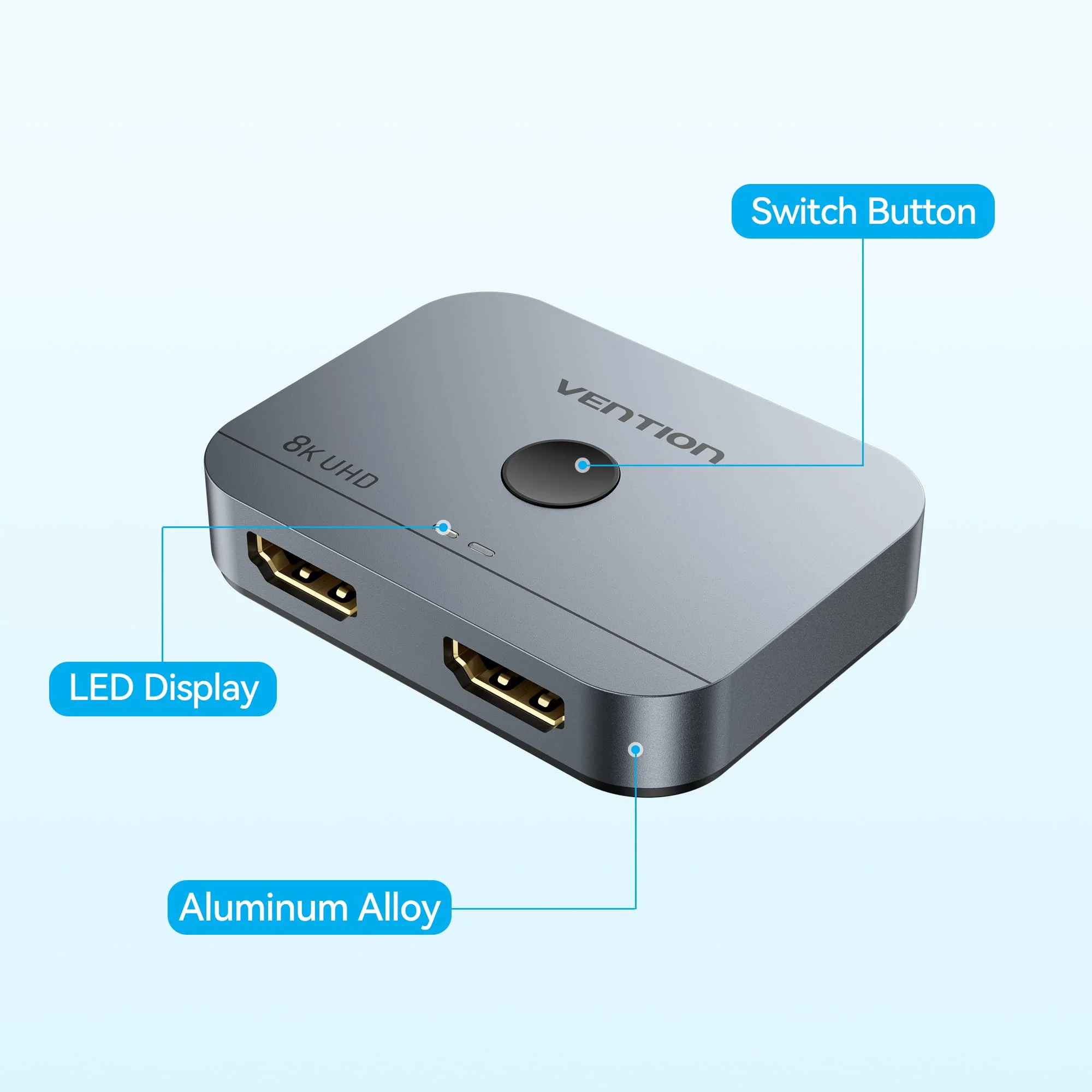 8K HDMI Splitter 1 in 2 Out, HDMI Switch 4K 120Hz with LED Indicators/HDMI 2.1 Switch/HDMI Splitter 2 in 1 Out/HDMI Switcher Support 8K 4K 3D HDR for Xbox PS5/4/3 Blu-Ray TV/Player/Laptop PC - Image 4