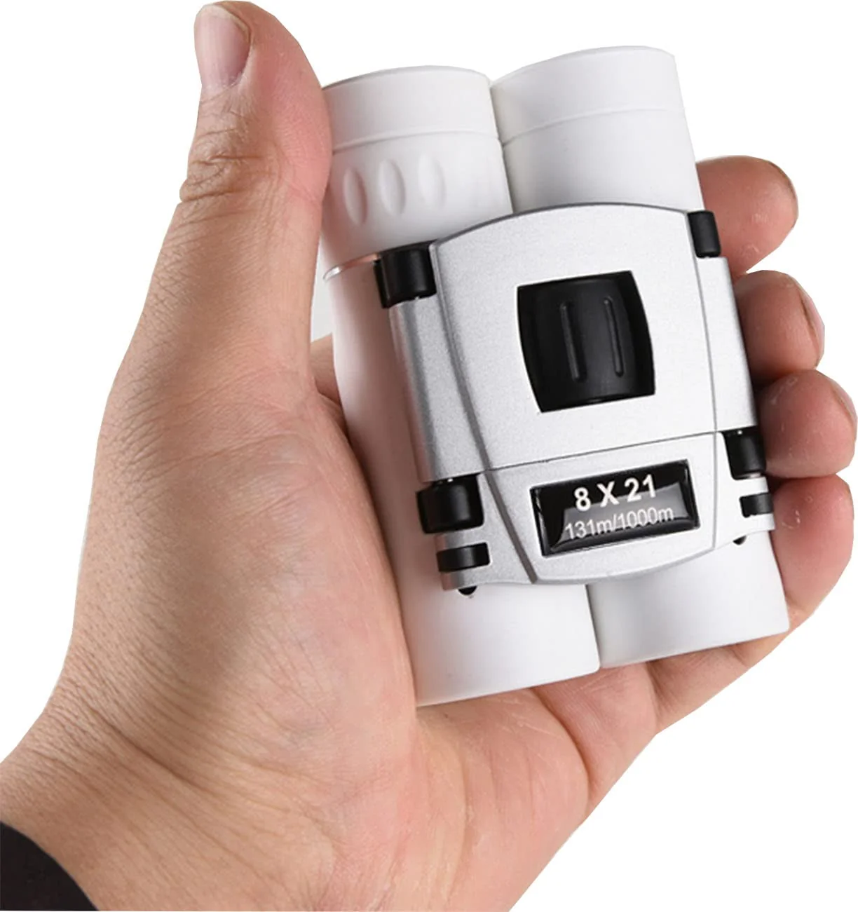 8x21 Compact Binoculars for Adults Teens, Mini Small Full Optical Binoculars for Bird Watching Opera Hiking Hunting Travel Concert (White) White